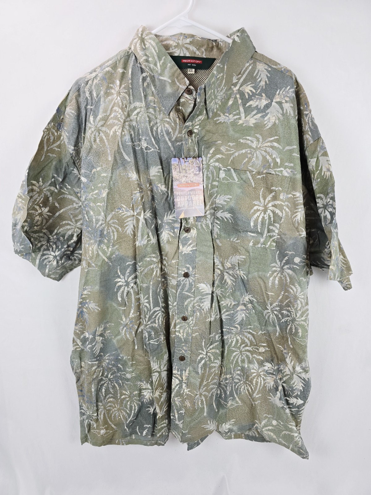 Redington Fishing Shirt Palm Print Vented Outdoor Mens XXL Button Up Nature NWT