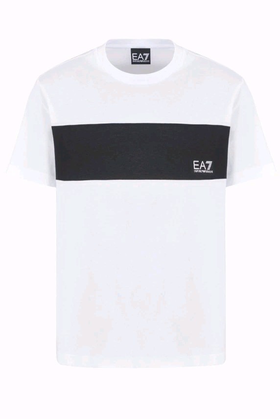 EMPORIO ARMANI EA7 WHITE NWT BLACK MEN’S ORGANIC COTTON T-SHIRT MEN’S SIZE SMALL