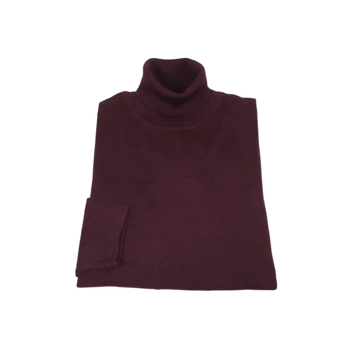 Men PRINCELY Italian Wool Blend Turtle Neck Pullover Slim 84001-80 Wine 410