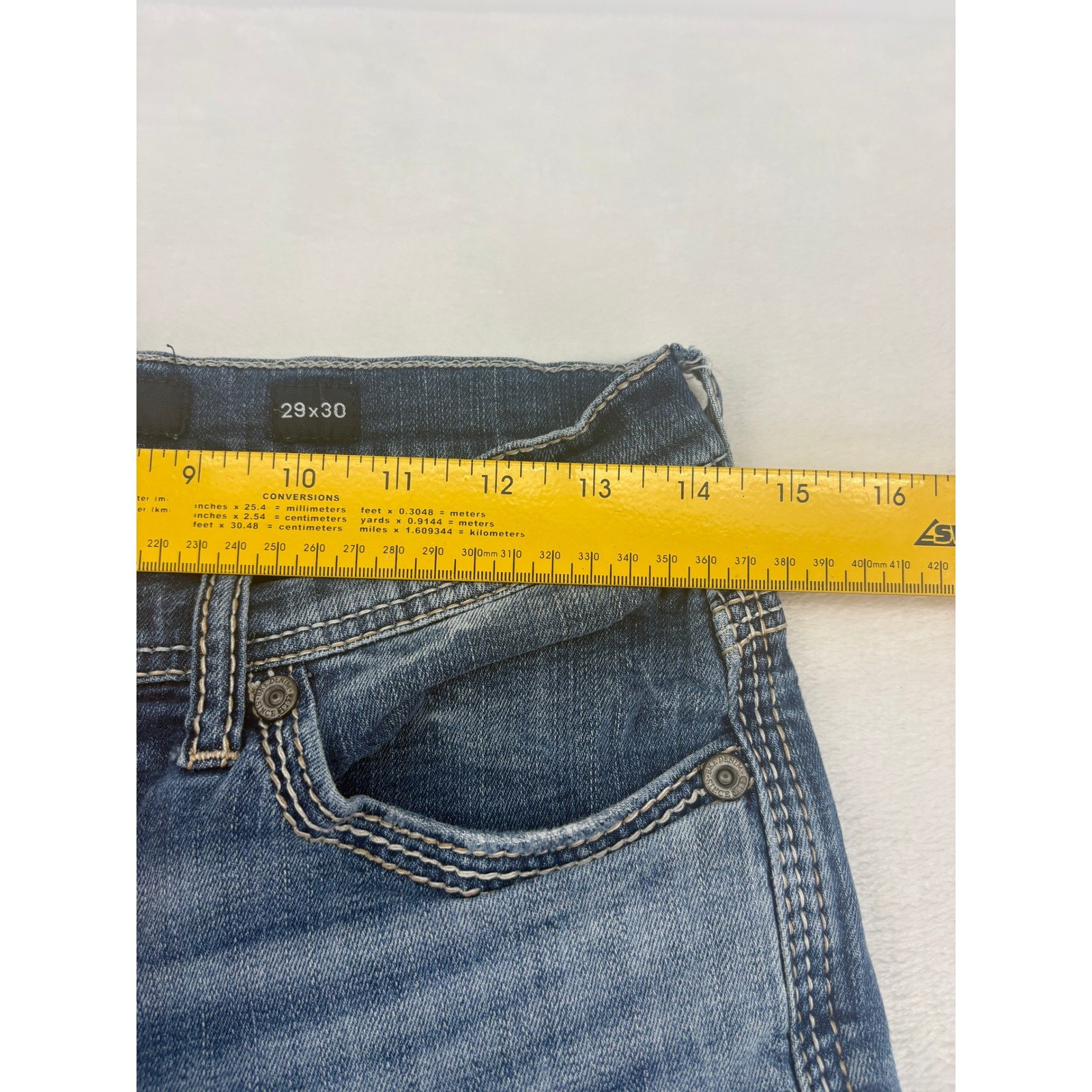 BKE Aiden Jeans Mens 29×30 Straight Leg Blue Medium Wash Heavy Stitching