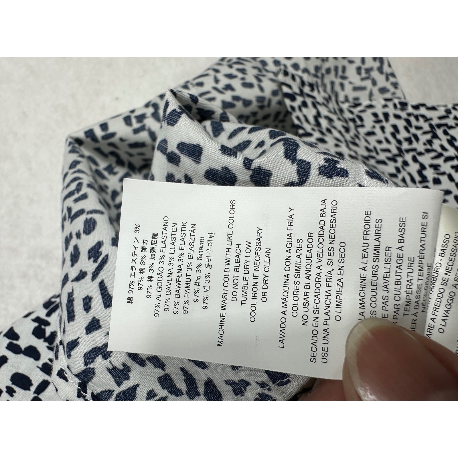 Michael Kors Mens Trim Stretch Button Down Shirt Navy White Abstract Print Small