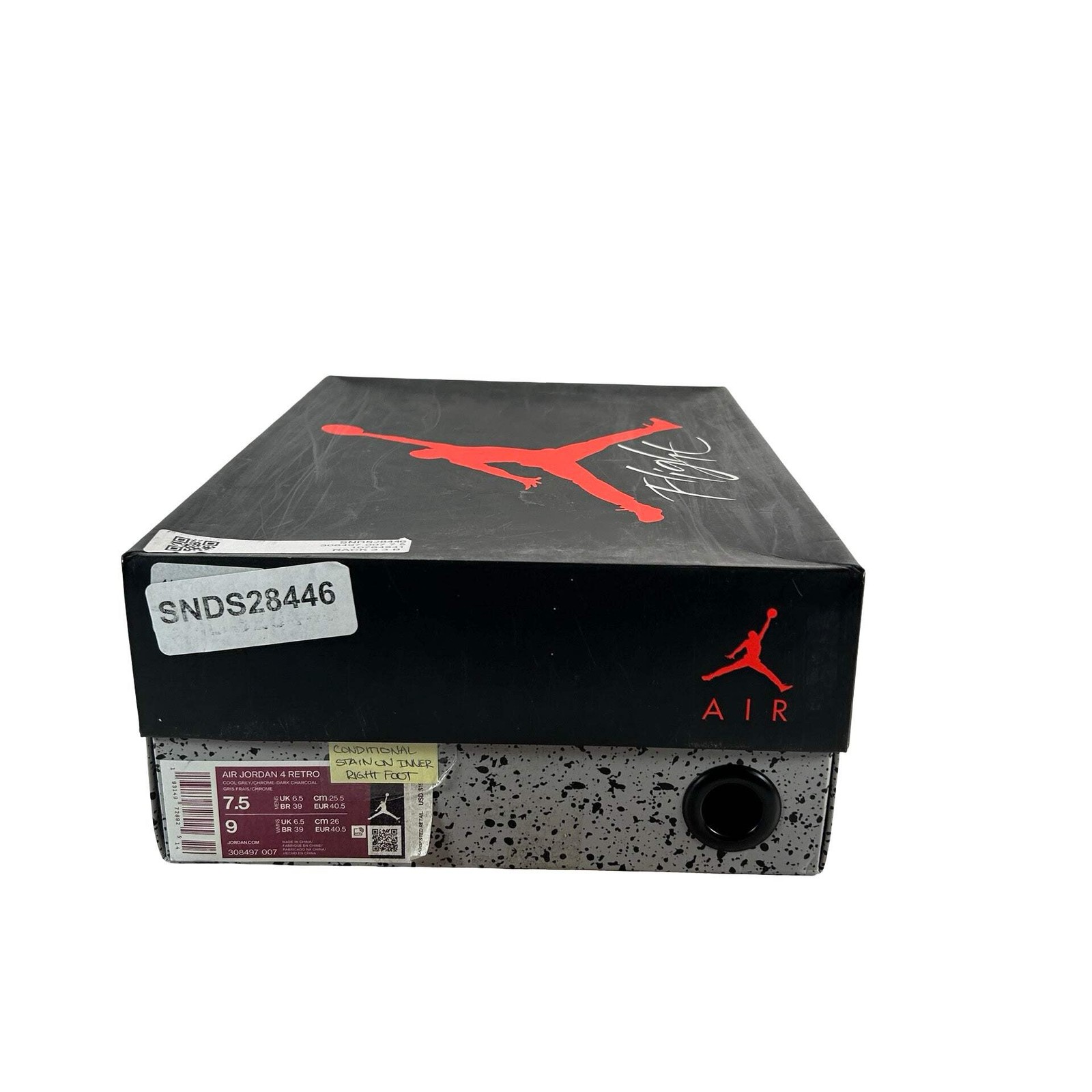 308497 007 Jordan 4 Retro Cool Grey (2019) – 7.5 M (Stain On Inner Right Foot)*