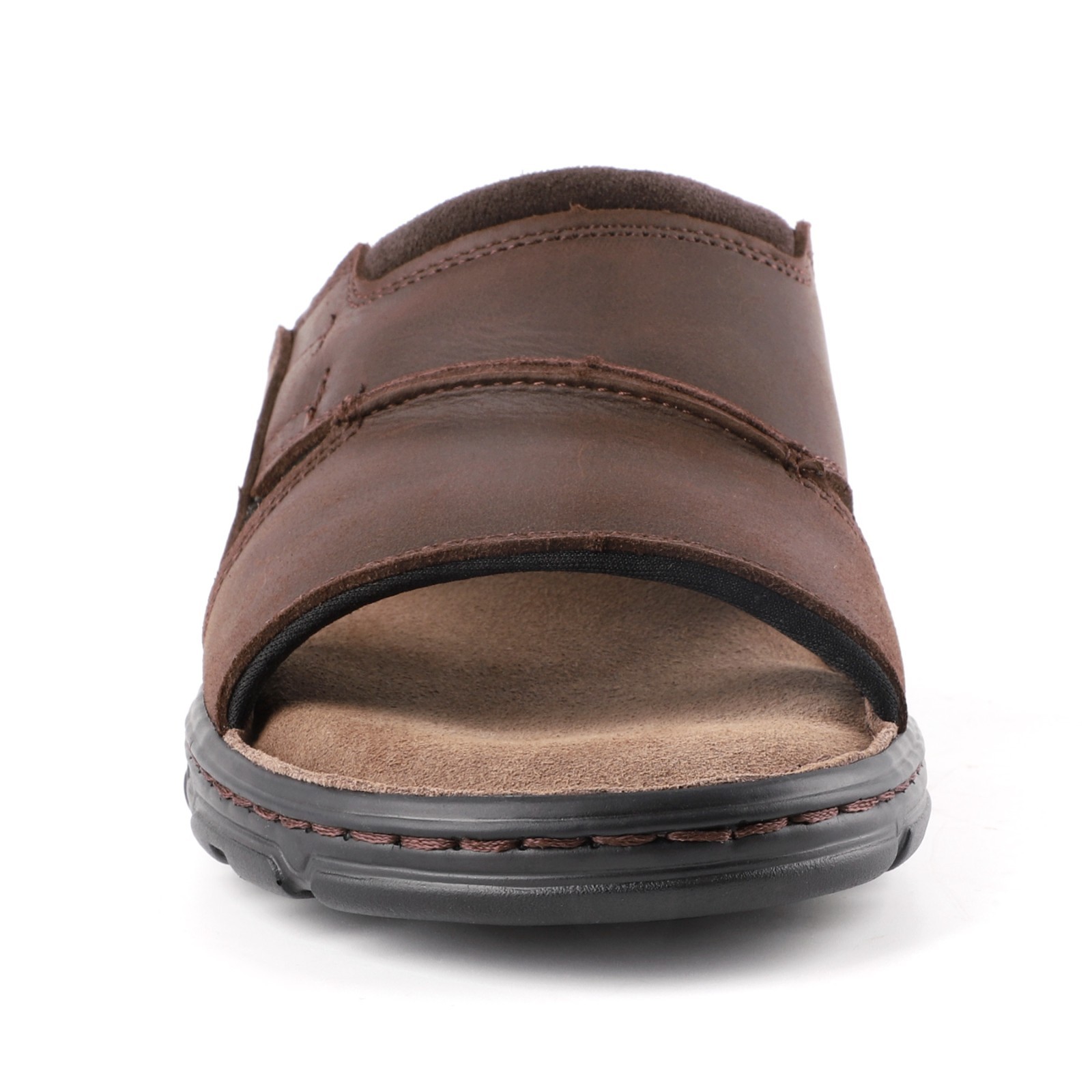 riemot Mens Leather Sandals Memory Foam Footbed Summer Beach Sandal