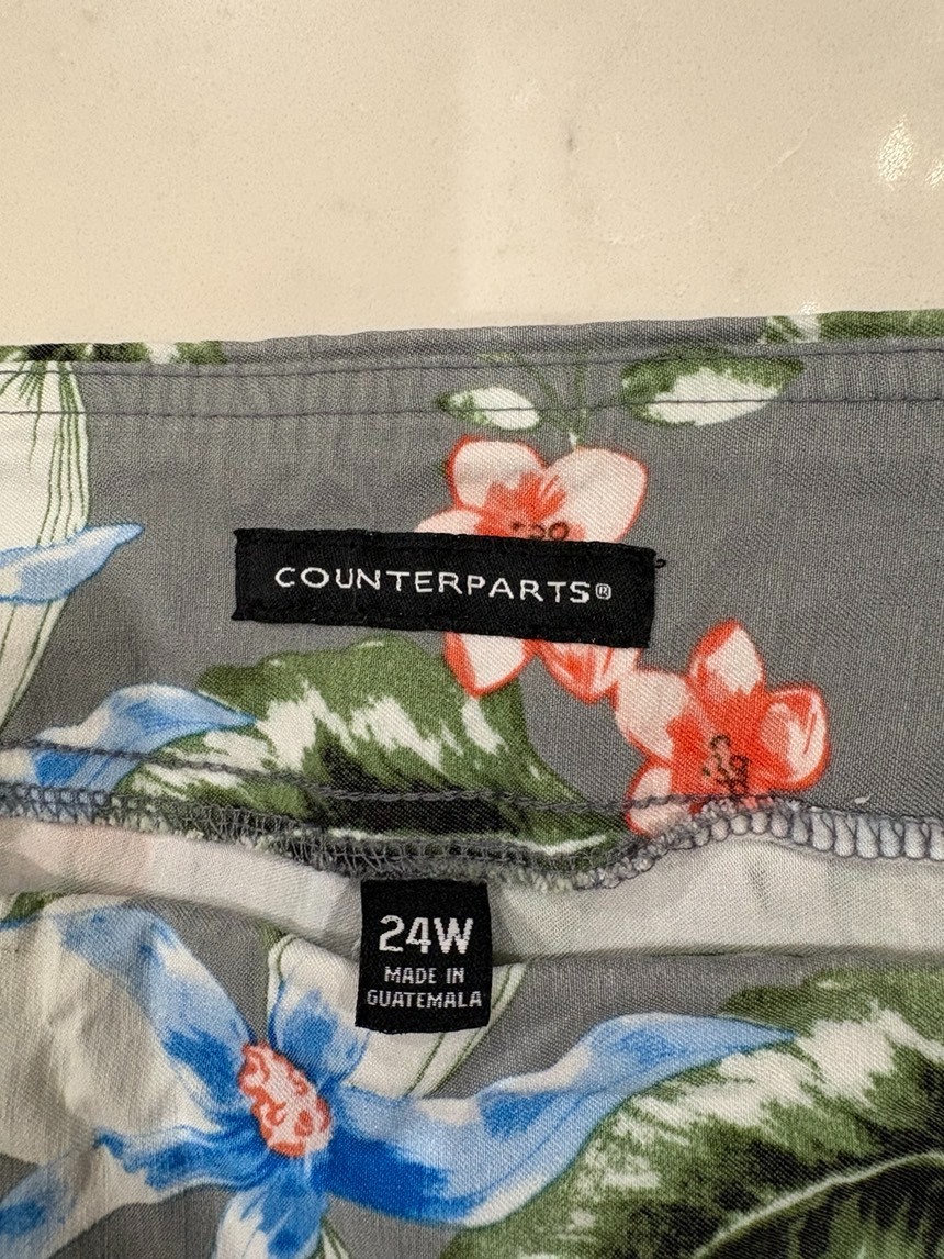 Counterparts Comfy and Flattering Tropical Stretch Capri, Plus Size 24W