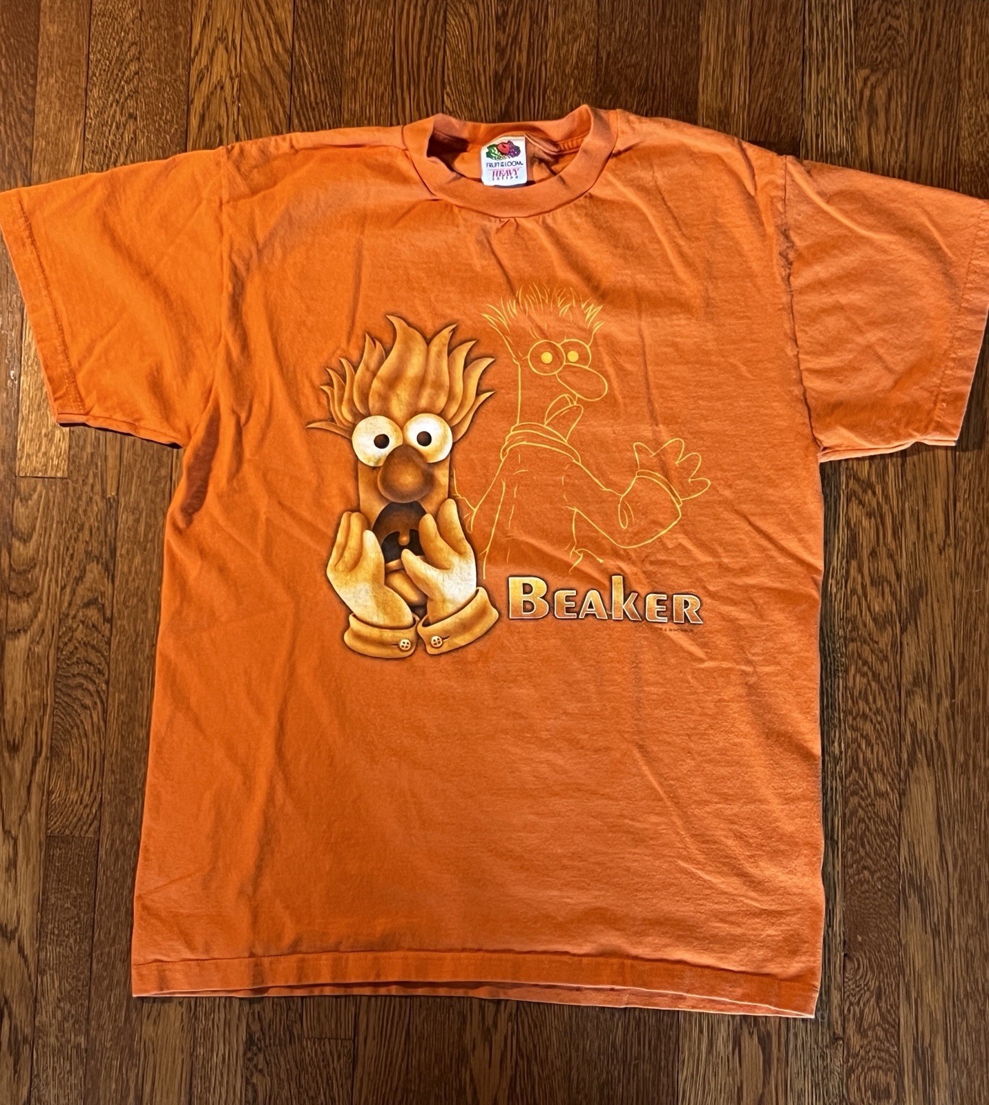 Vintages 90s Early 2000s Muppets Beaker Orange Graphic Tee 100% Cotton Med