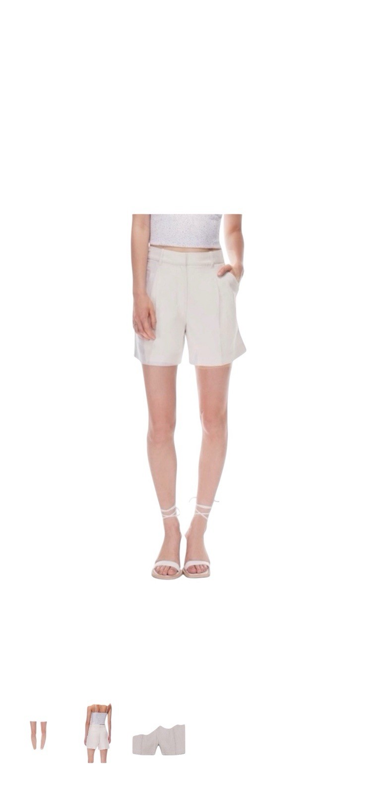 Aritiza Wilfred Effortless Trouser Shorts Pleated High-rise Crepe Cream size 2