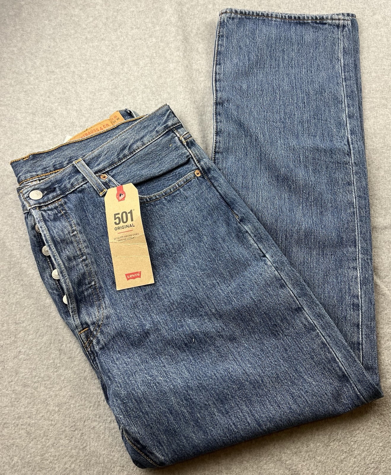 Levi’s 501 Original Men’s BUTTON FLY Straight Leg Denim Jeans W36 L32 NWT