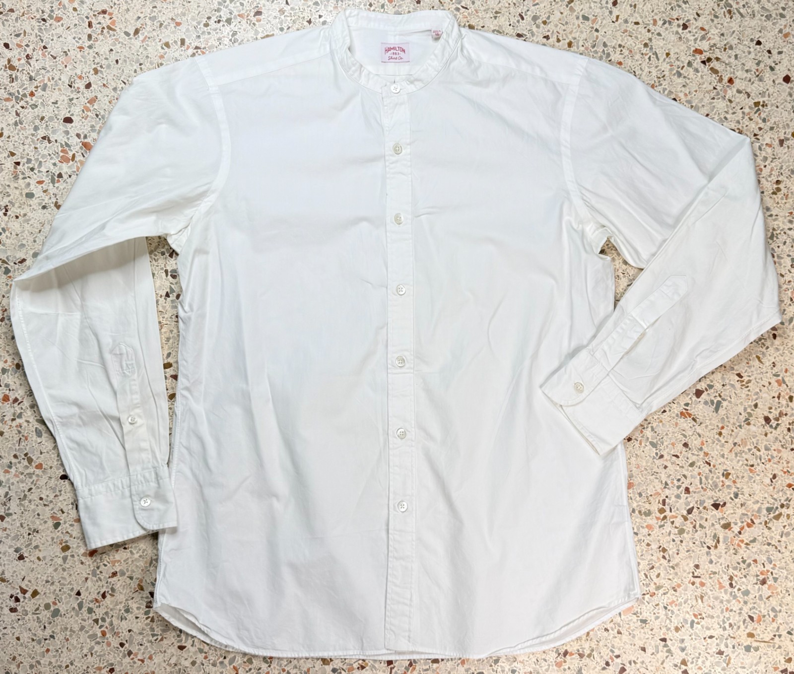 Hamilton 1883 Shirt Co. Men’s Collarless Button Up Long Sleeve Shirt Size 16
