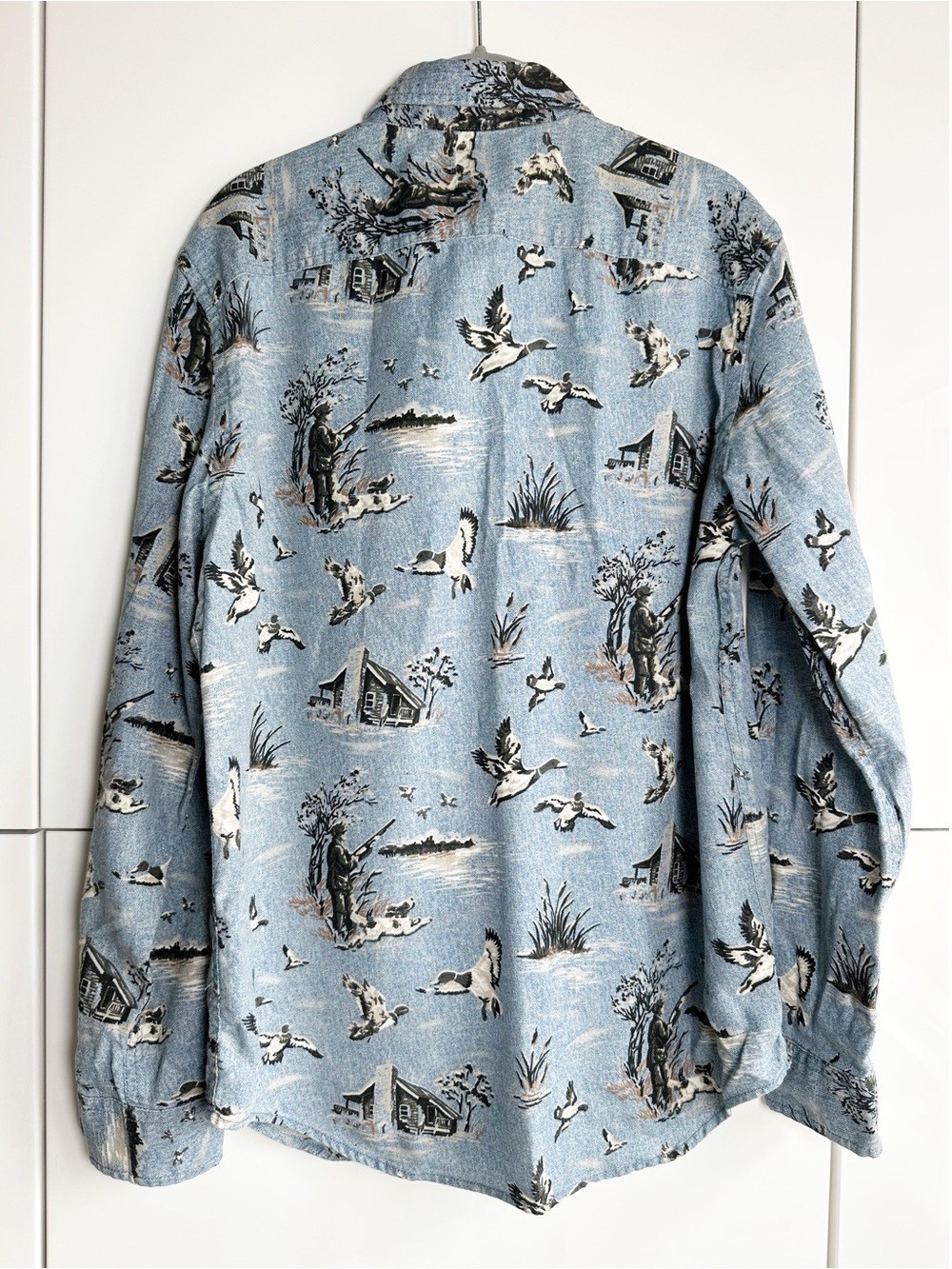 American Eagle Duck Hunting Long Sleeve Button Up Shirt 100% Cotton Size M