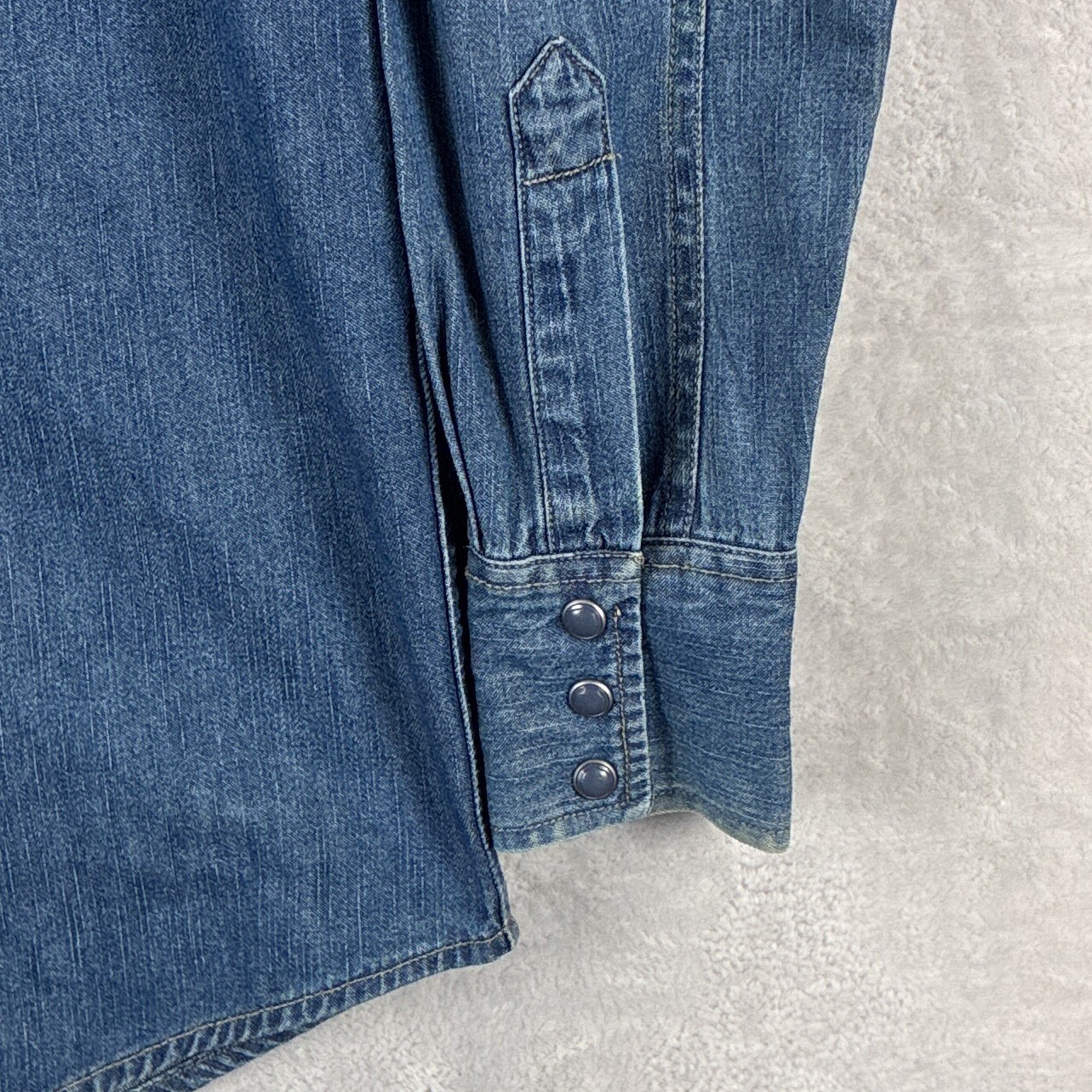 VTG Request Denim Shirt Mens S Snap Preppy Western Yoke Cowboy Workwear 90s