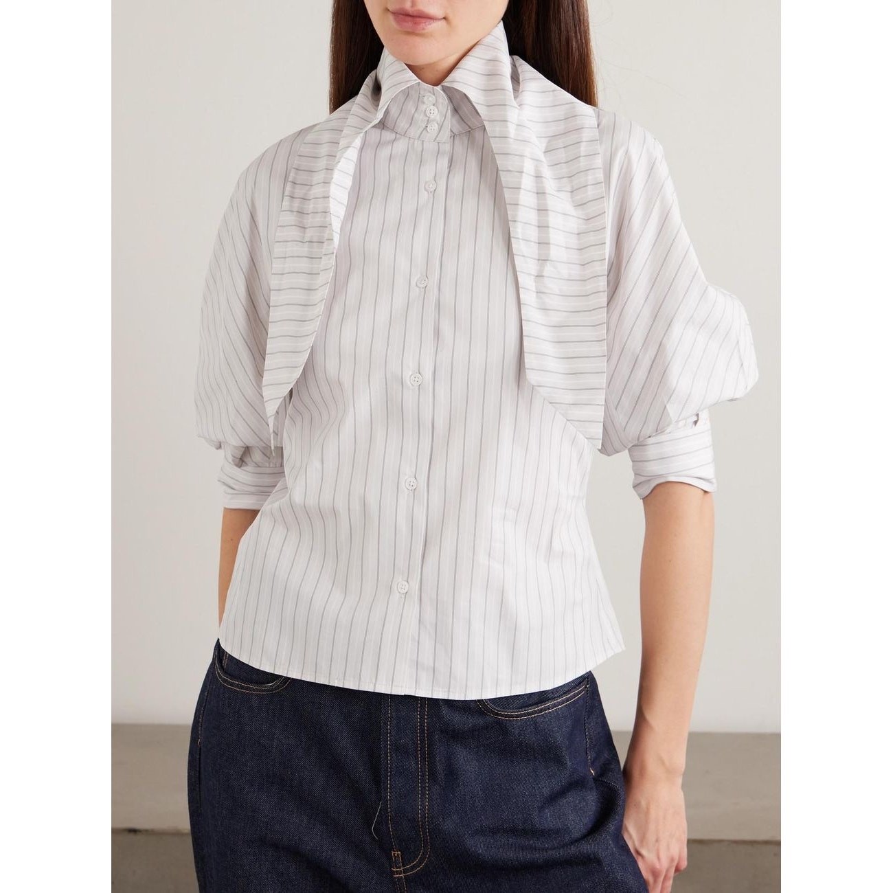 Kallmeyer New York Lilette Striped Cotton-Poplin Shirt Size 2