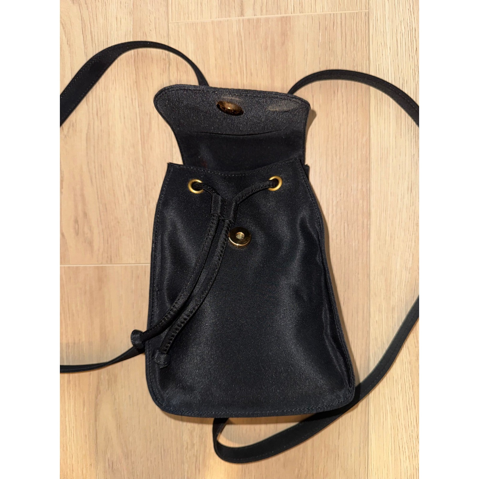 Donna Karan DK Vintage 90s Y2K Black Nylon Mini Backpack Small Drawstring Bag
