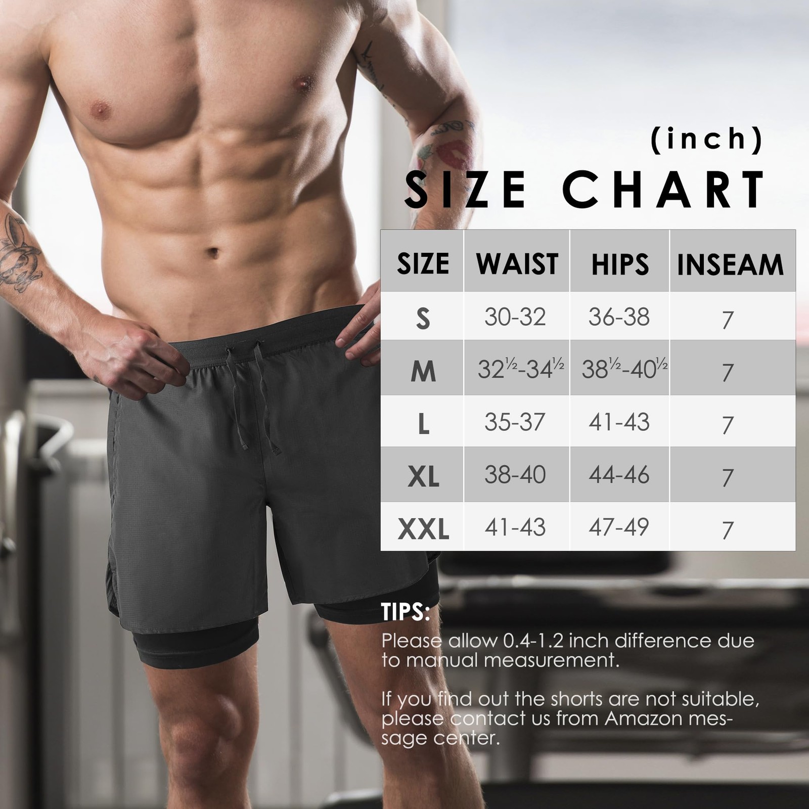 Men’S 2 in 1 Running Shorts Workout Athletic Training Gym Outdoor Sports Shorts