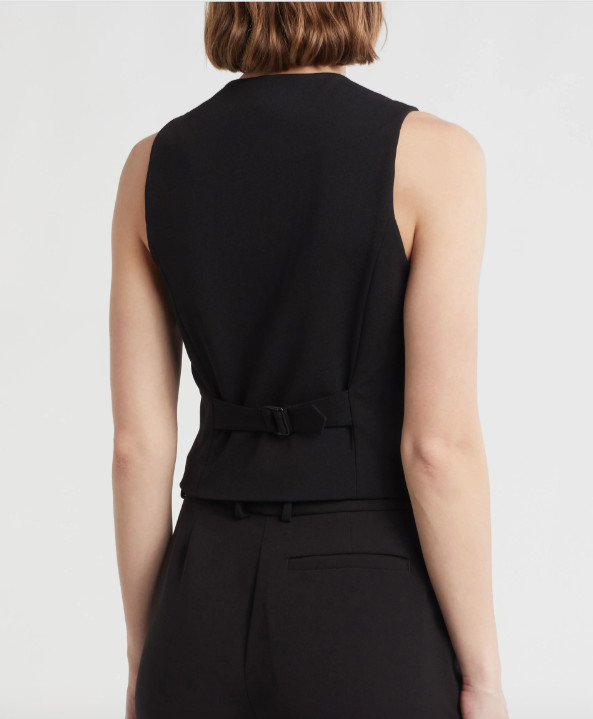 NWD RAG & BONE Priya Crepe Vest in Black Size 8 #T3631