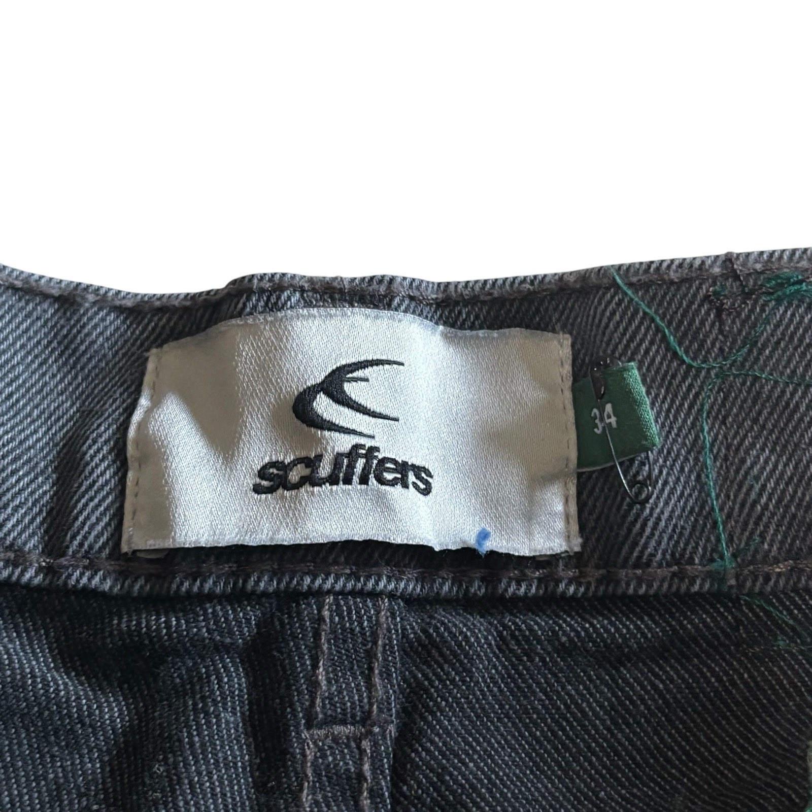 Scuffers Jumbo 100% Cotton Baggy Wide-Leg Jeans Unisex Size 34 In Grey