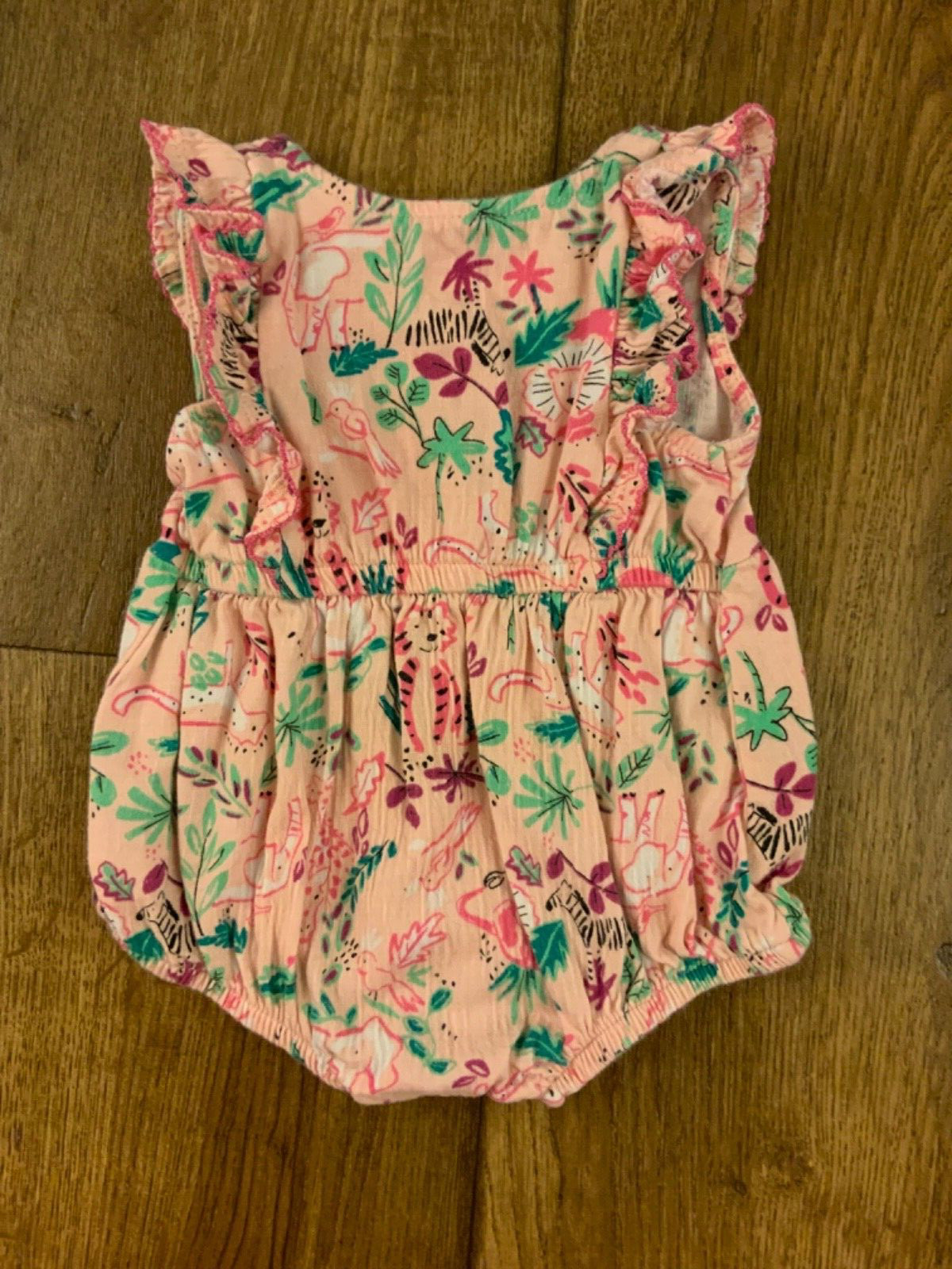 Wonder Nation Girl Romper Outfit 0/3 months Summer Jungle Safari Animals One PC