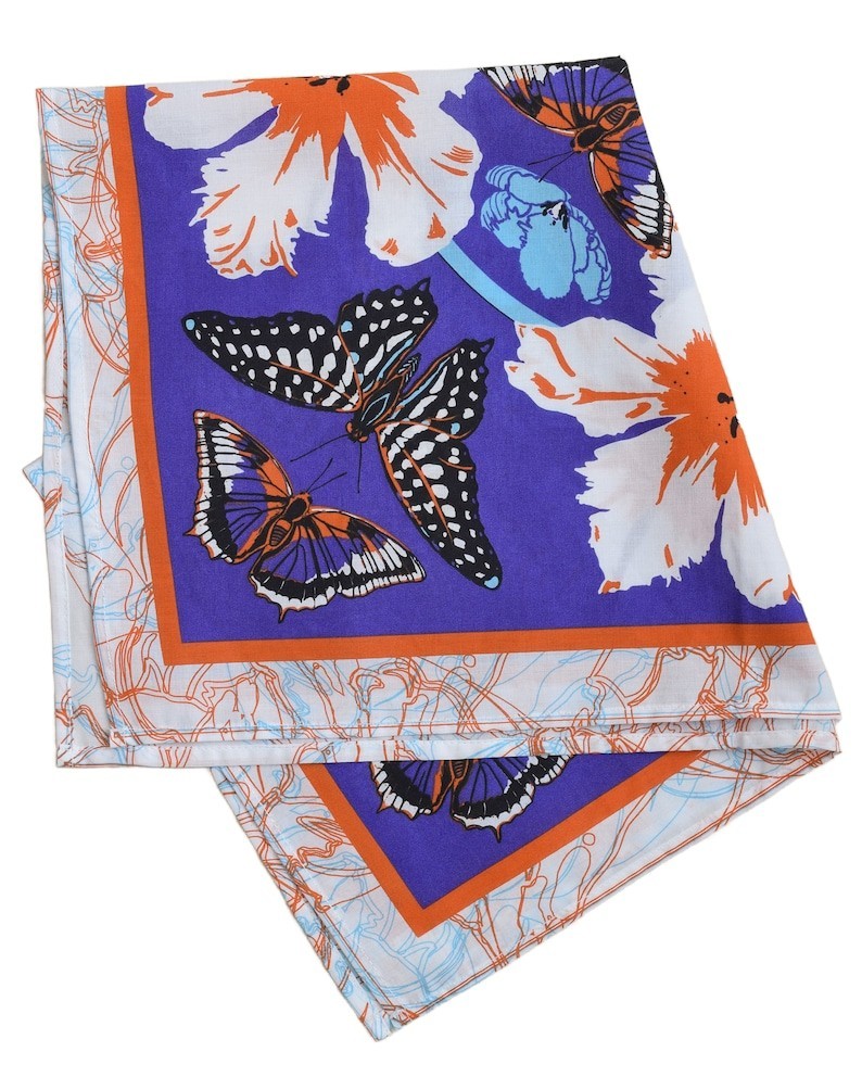Butterfly Bandana: Soft 100% Cotton Handkerchief Hand Screen Printed Pollinator