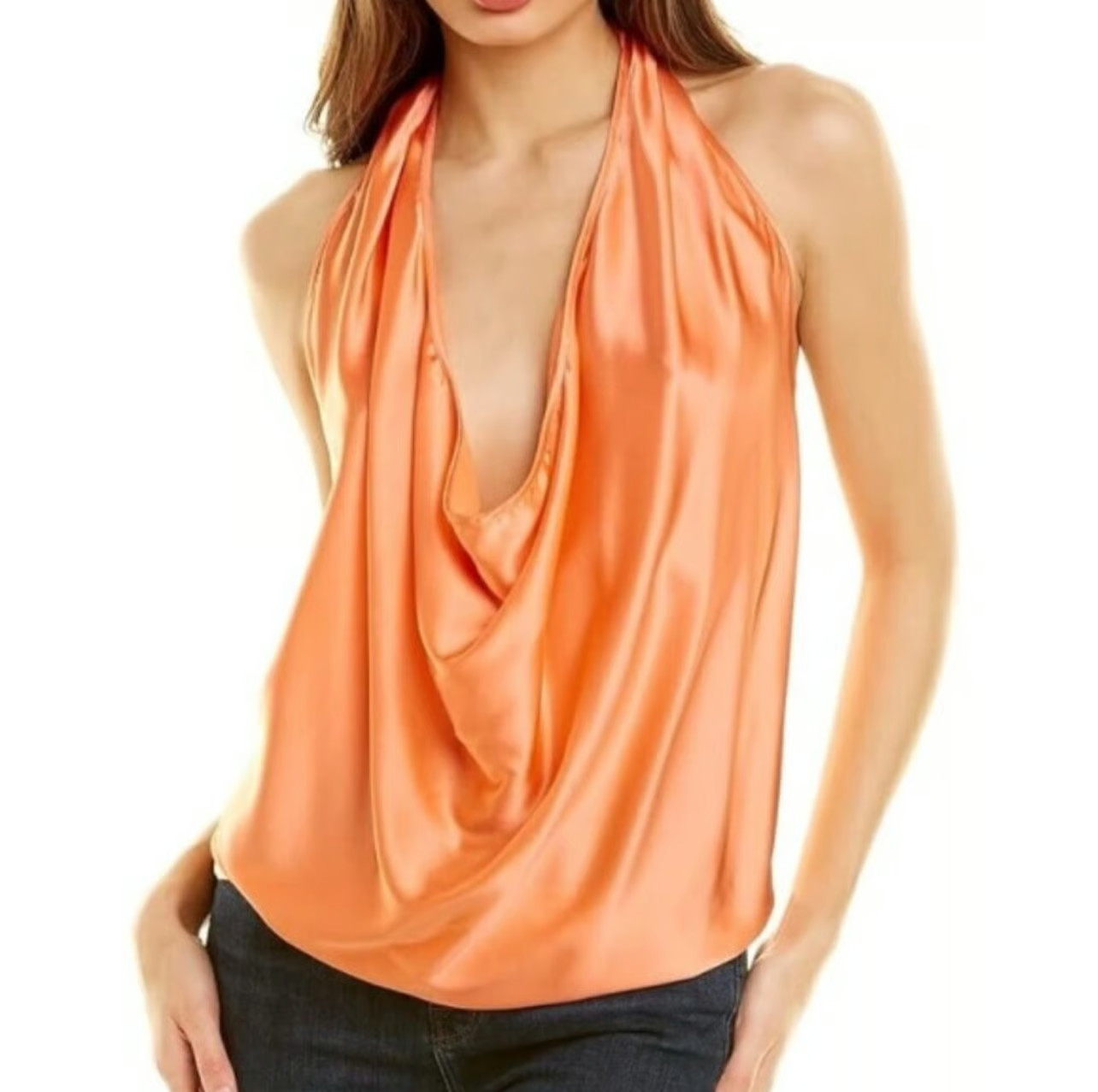 Ramy Brook S Harriet Halter Silk Raisin Charmeuse Slvless Top Blouse Shirt NWT