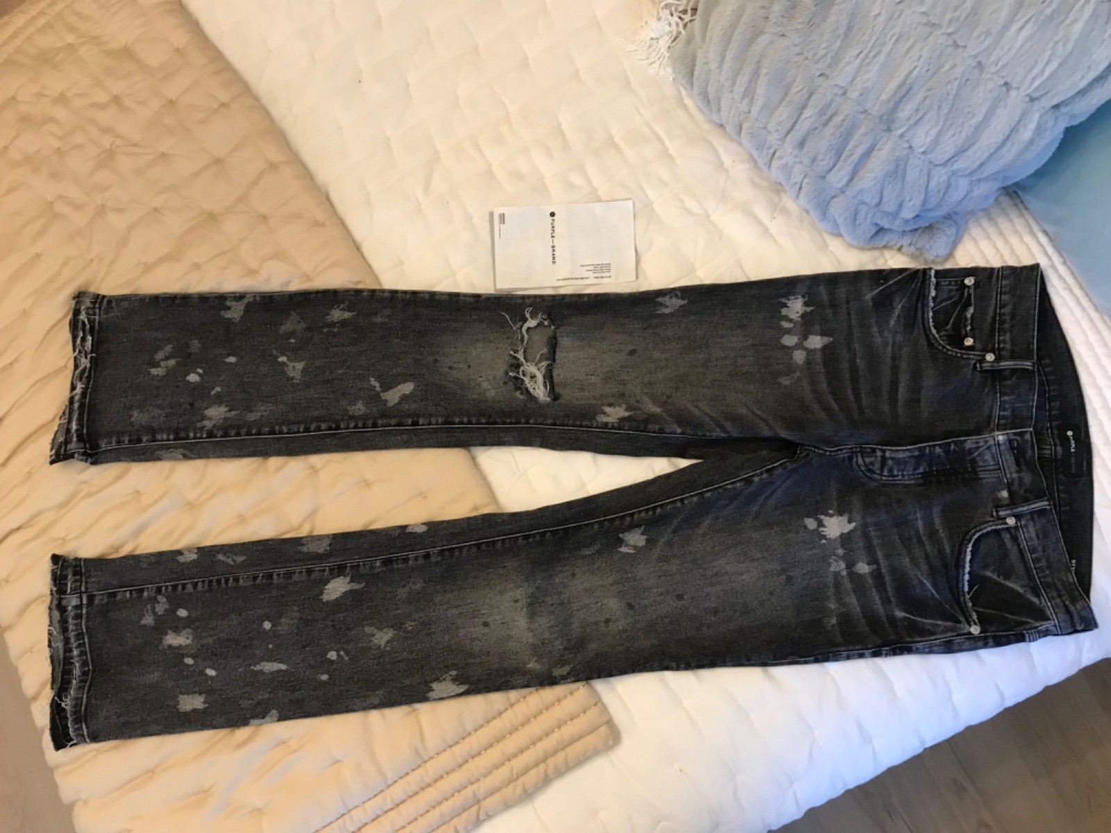 Purple Brand Jeans P004 Boot Cut men’s size 34 Black Distressed Denim nice clean