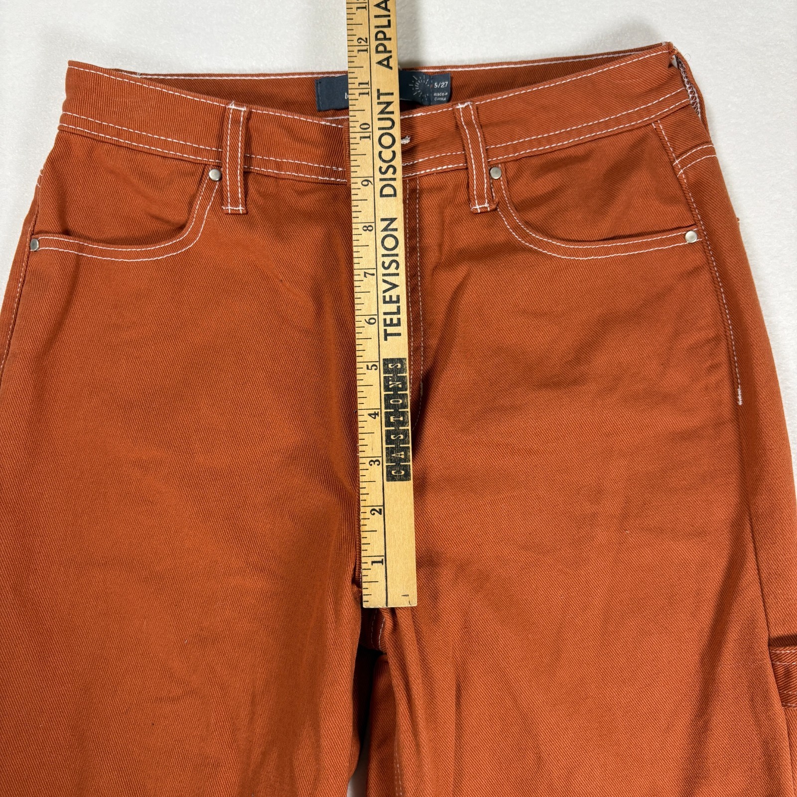 Indigo Rising Pants Women’s Carpenter Wide Leg Brown Orange Workwear Size 5/27