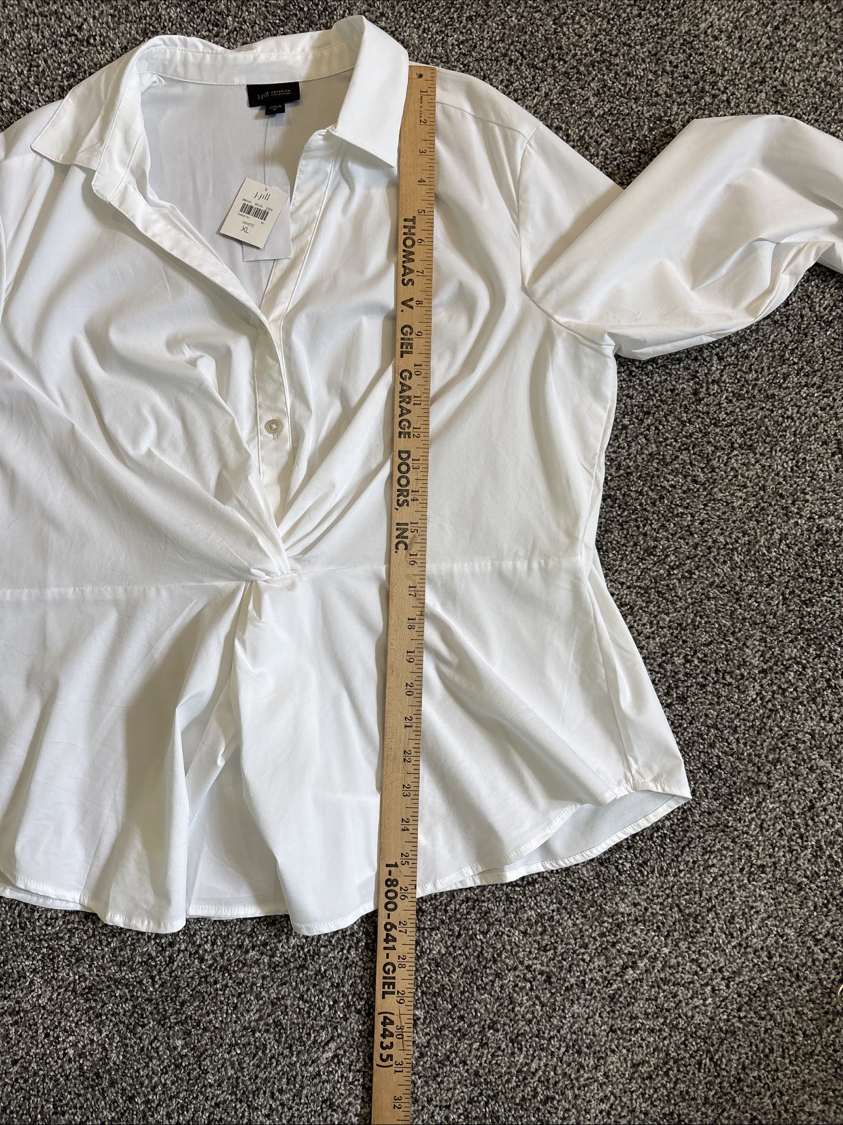 J. Jill Wearever Collection Poplin Shirt Ruched Twist Front Detail XL White