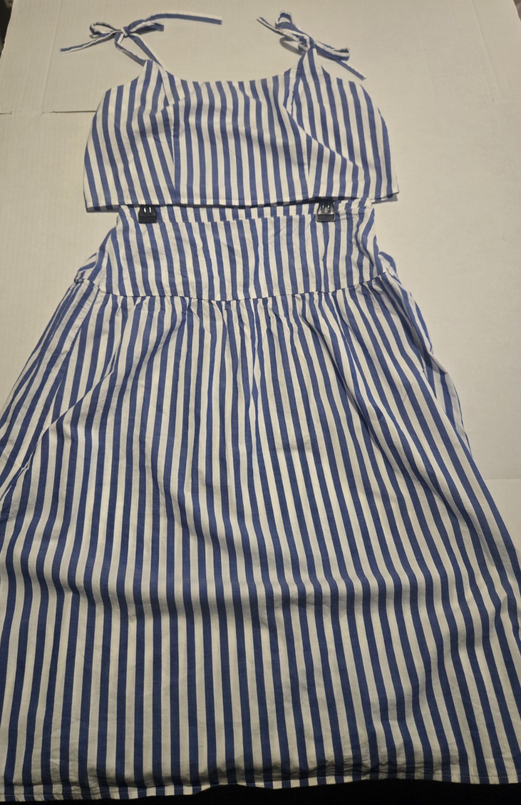 Old Navy Skirt& Blouse Striped Summer Set Square Neck Spaghetti Strap White M