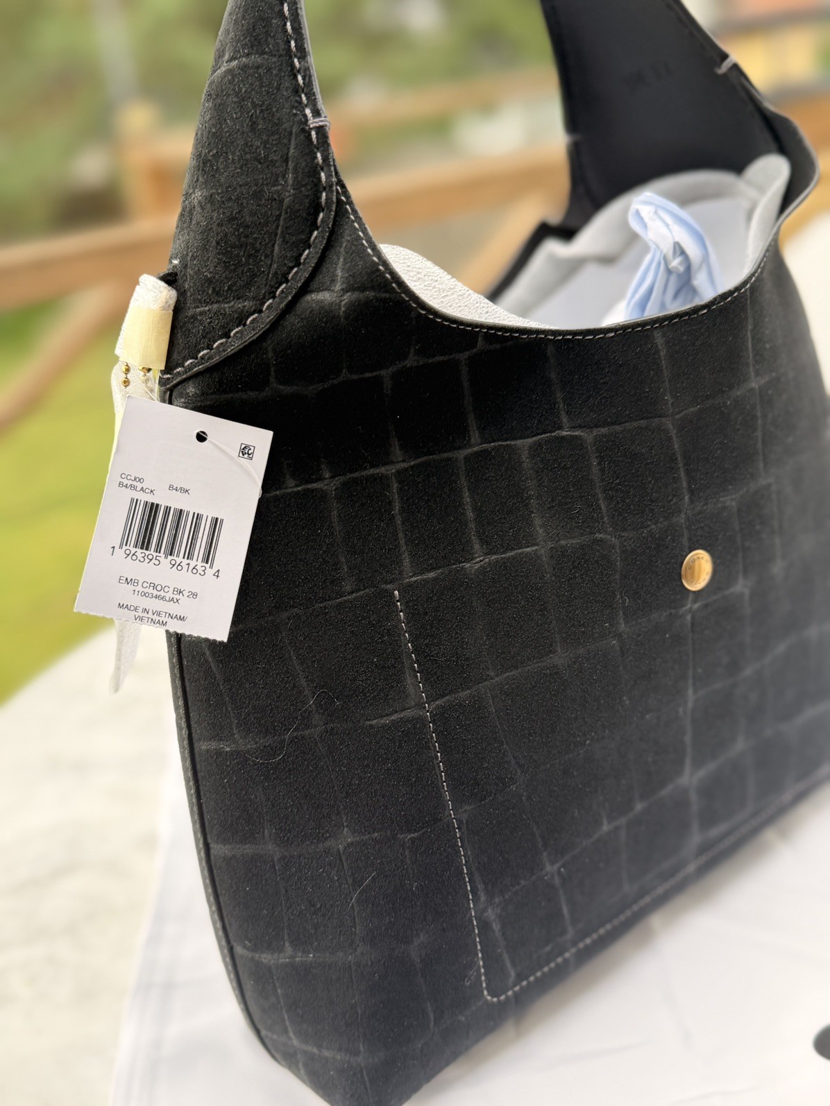 COACH Black Croc-Embossed Suede BROOKLYN 28 Shoulder Bag BRAND NEW WITH DUST BAG