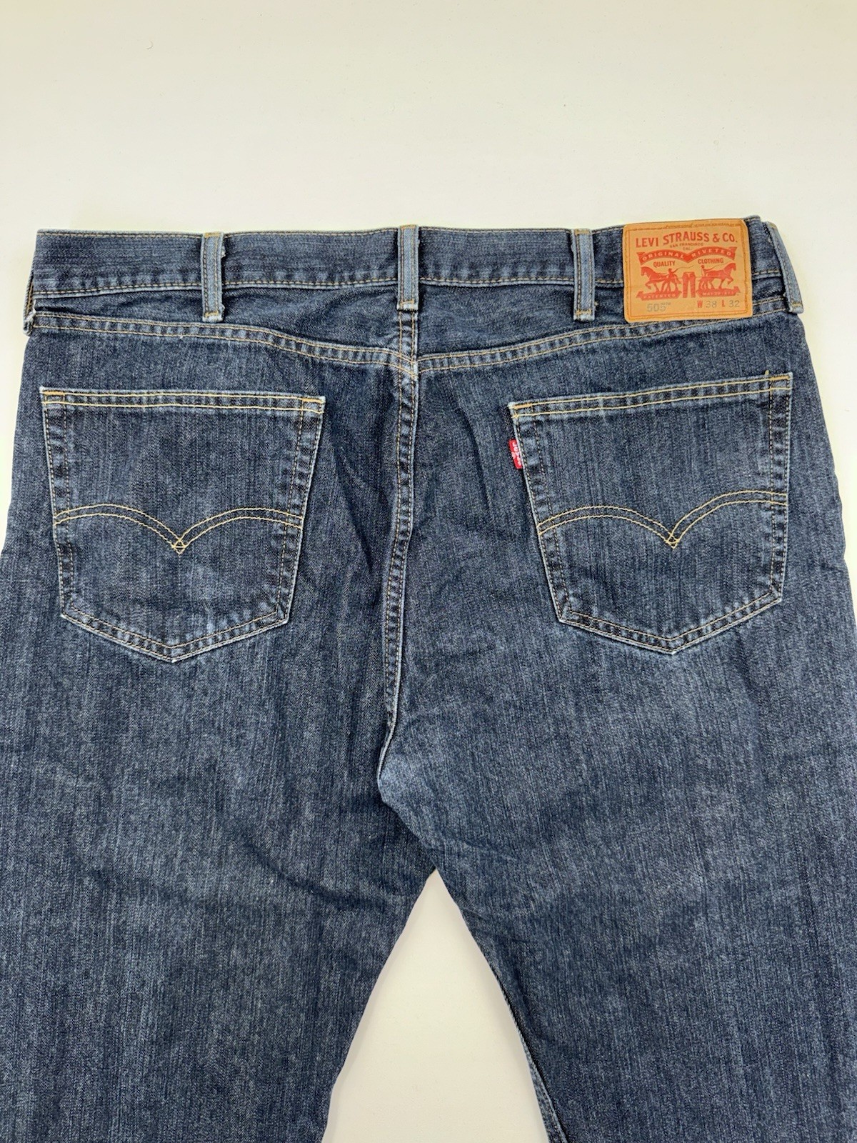 Levis 505 Jeans Mens Regular Fit Straight Dark Stonewash Color Size 38×32