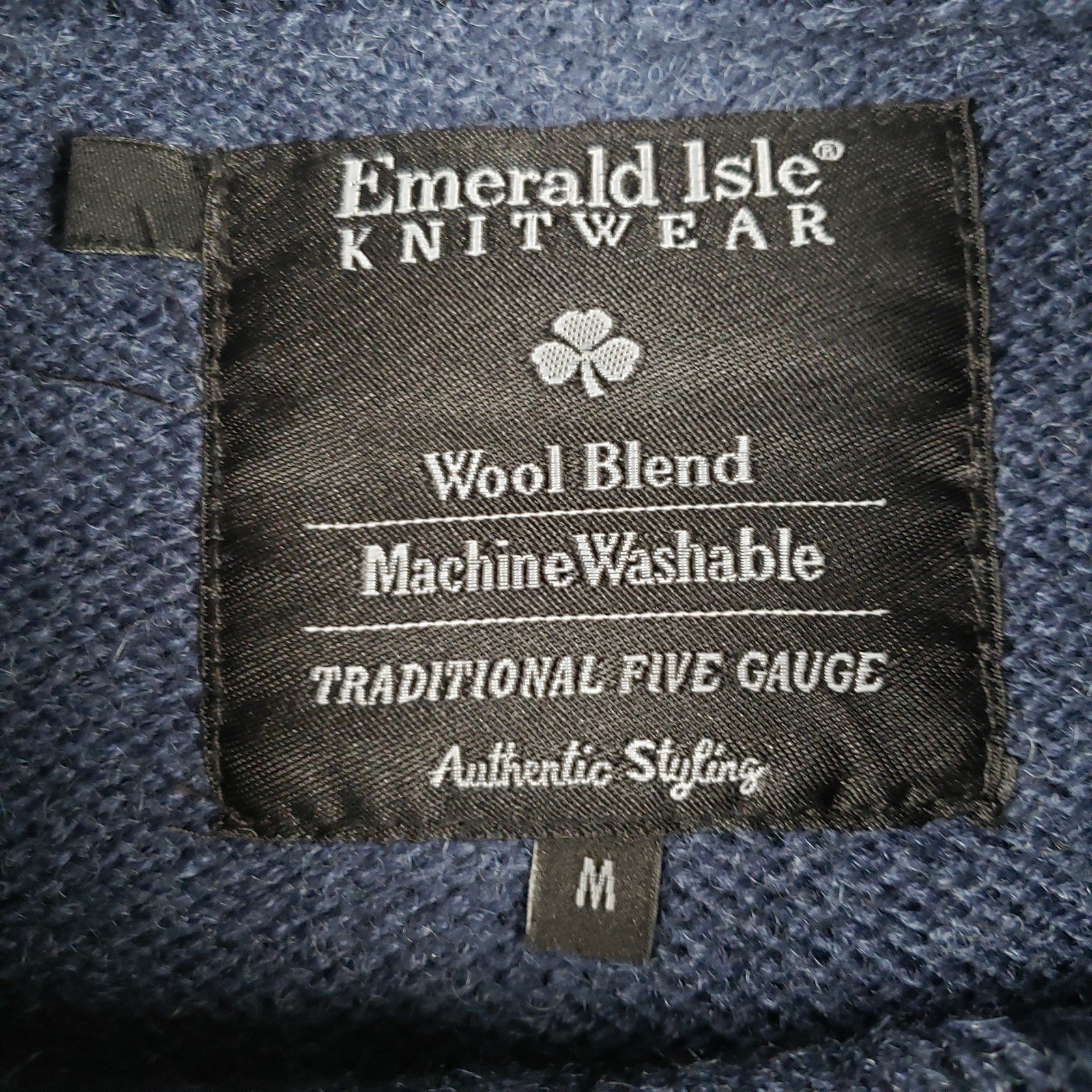 Emerald Isle Knitwear Sweater Mens Medium Blue Dingle Cable knit Wool Blend