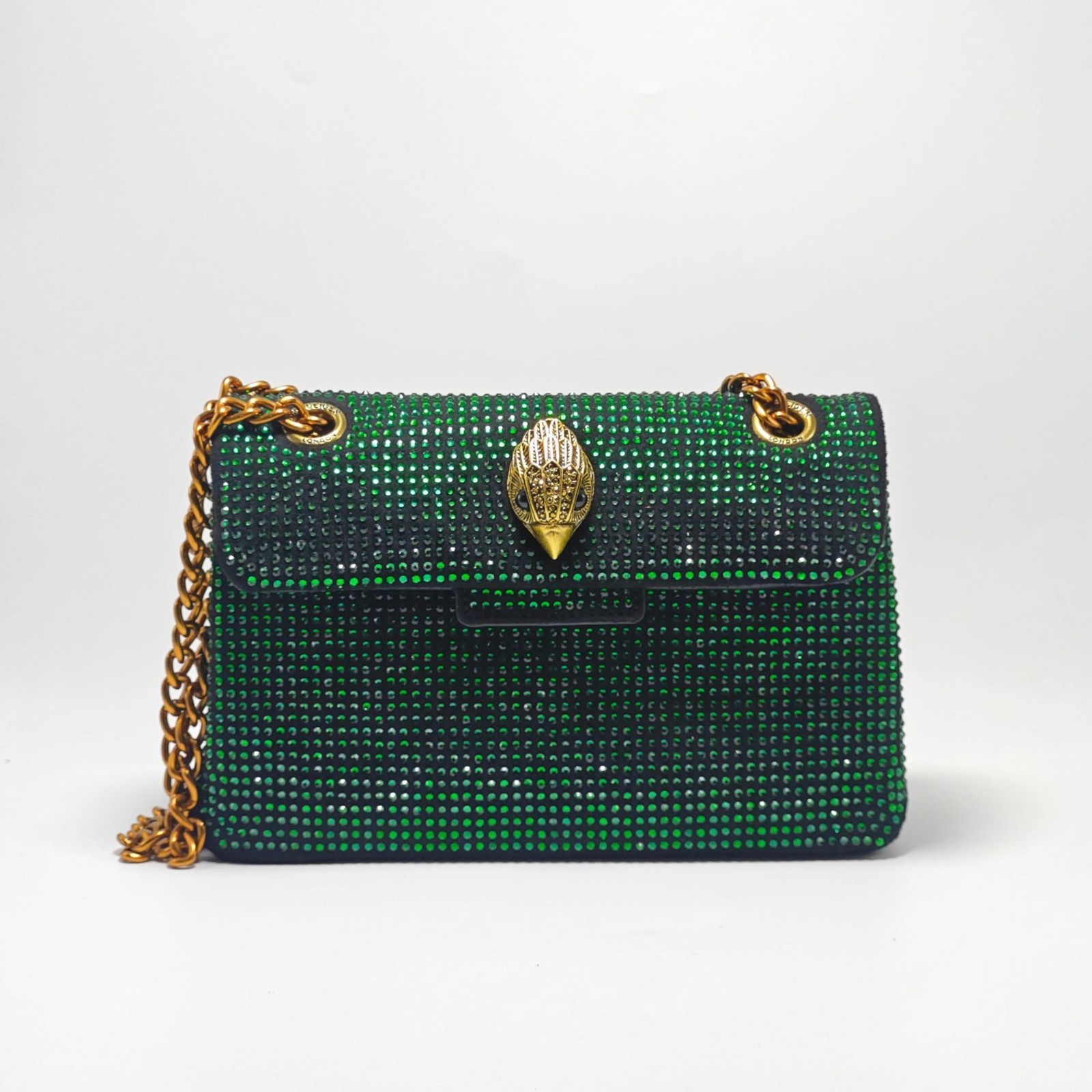 Kurt Geiger London Green Crystal Chain Shoulder Bag Eagle Head 22×8×12 cm