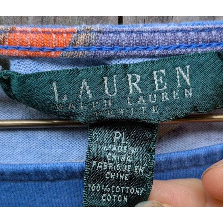 Ralph Lauren Women Equestrian Top PL Horse Tack Western Preppy Old Money Classic