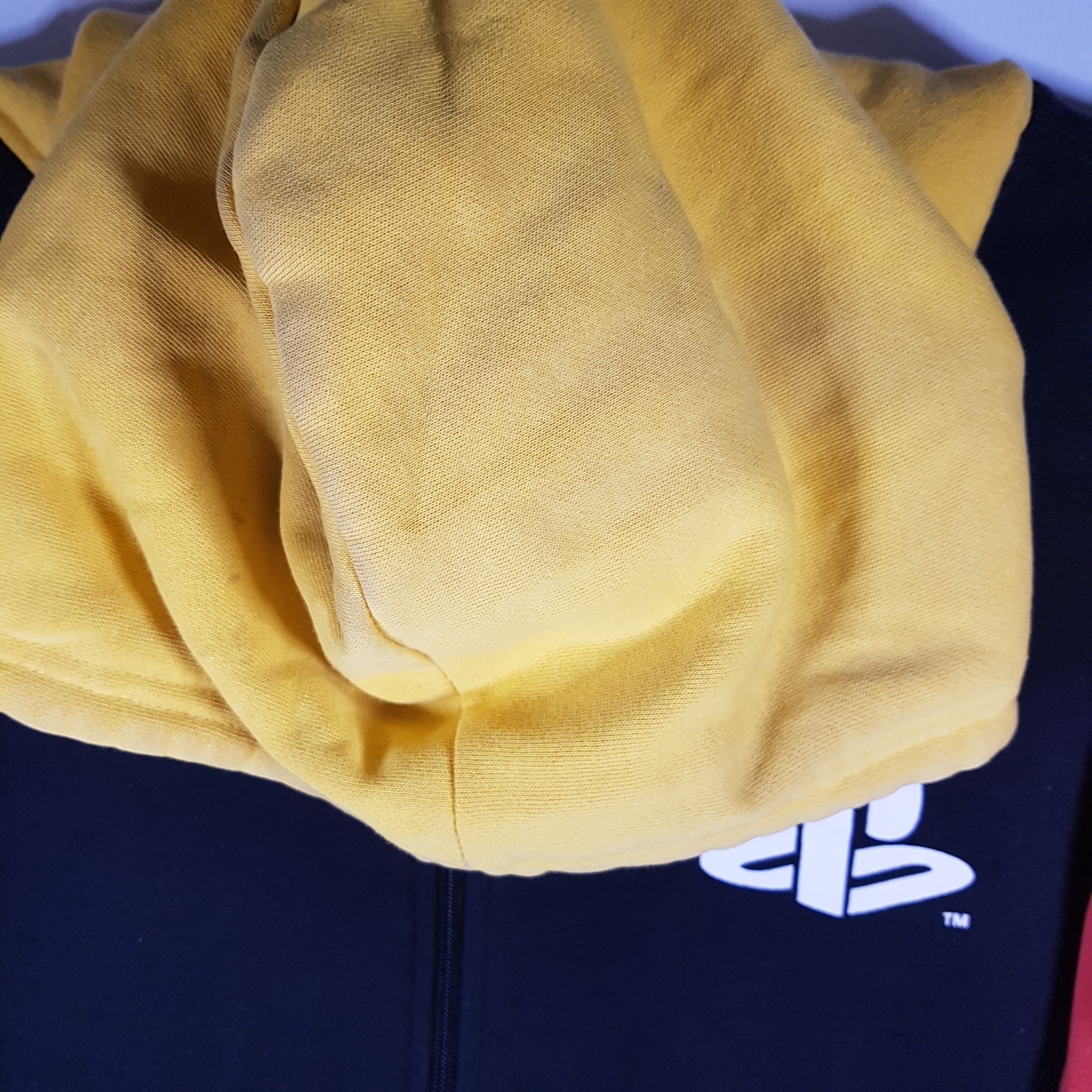 Playstation XL hooded jumper Ebgames full zip black yellow green blue red