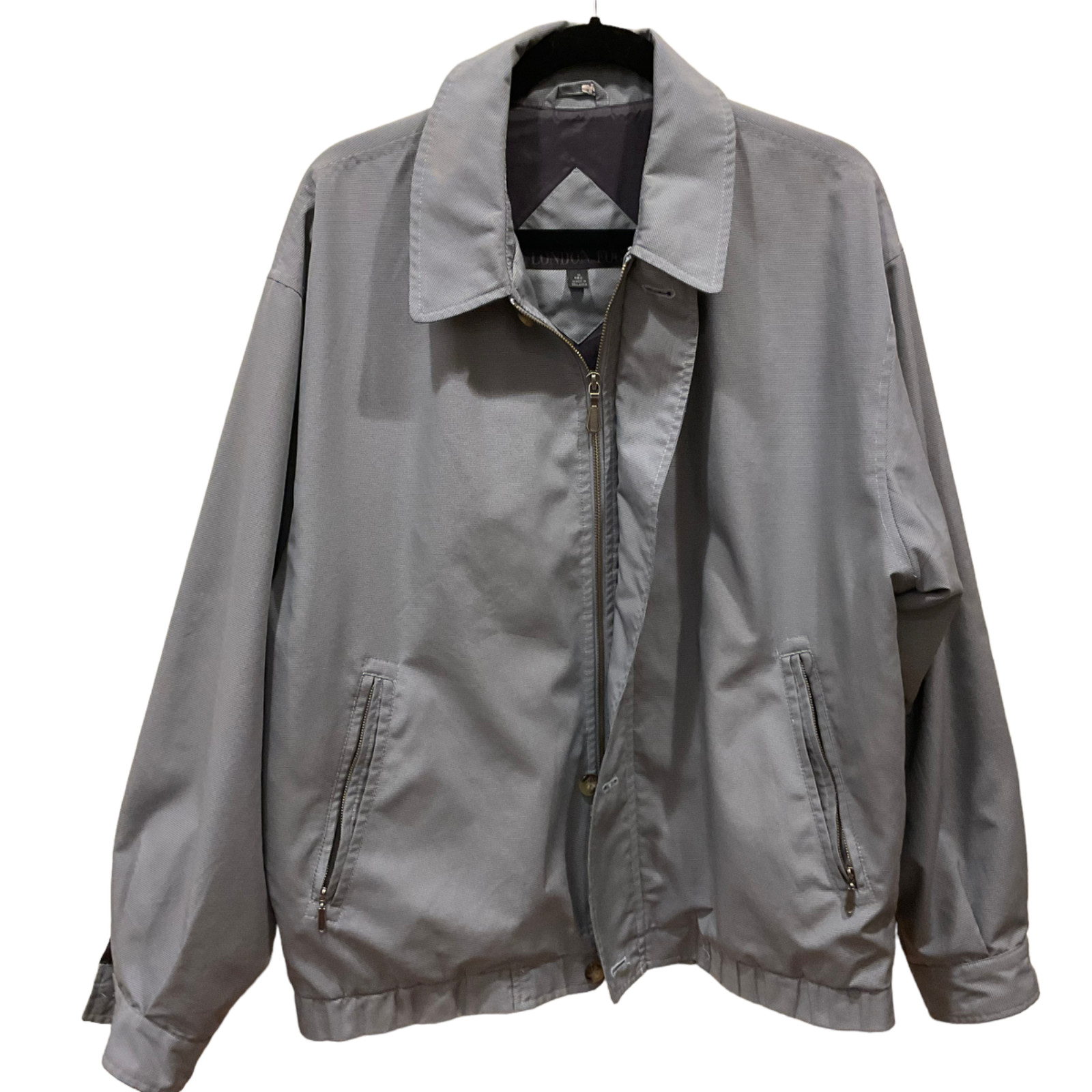 Men’s London Fog WindBreaker Golf Jacket Blue Gray Sz M Fits 44 – 46 chest zip