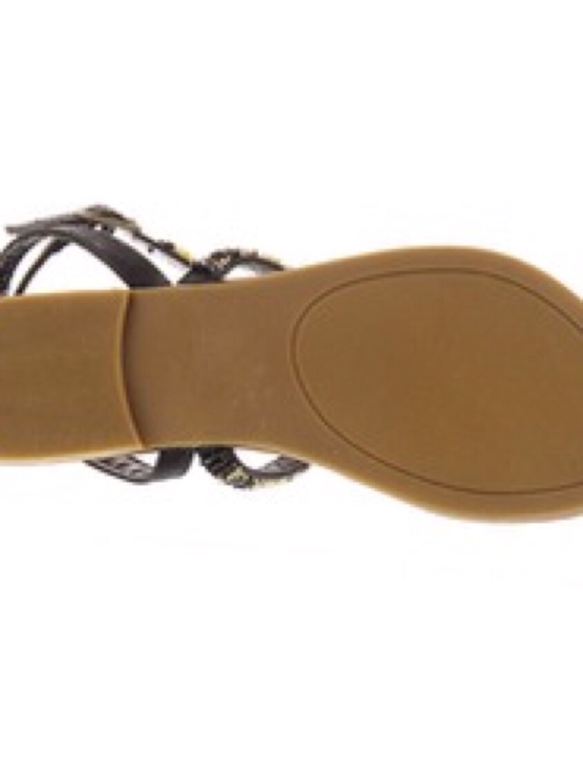 Rampage Palmey Black Beaded Flat (0 to 1/2 In.) Thong Sandals SZ 6.5 M