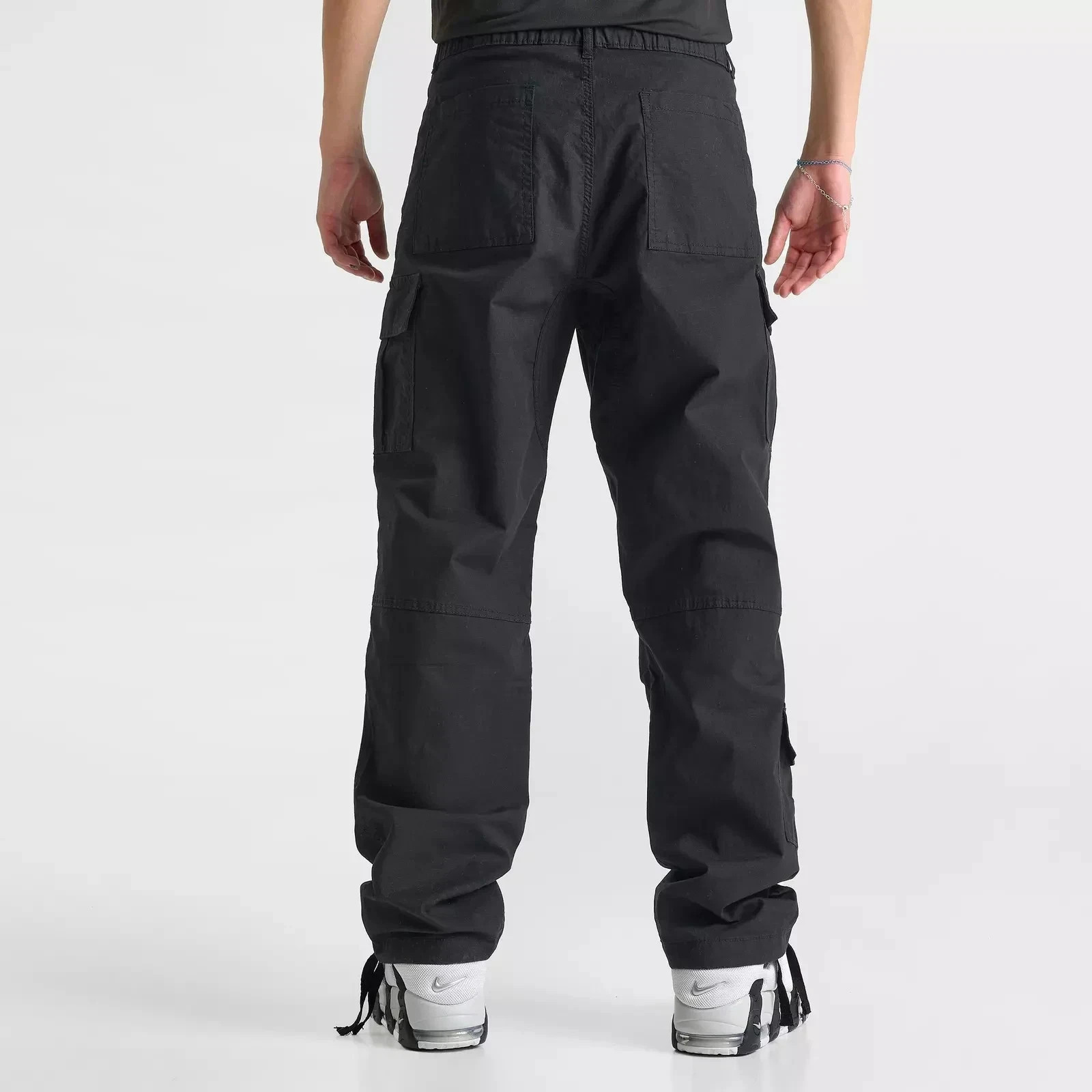 Men’s Flex Cargo Trousers Heavy Duty Stretch Casual Pants Black Medium New
