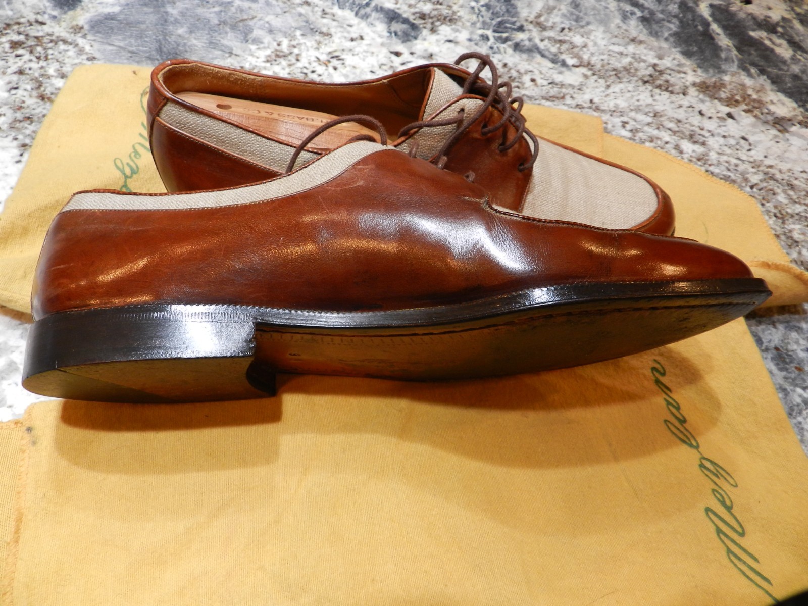 RARE Mezlan Naples brown men’s shoes with linen trim
