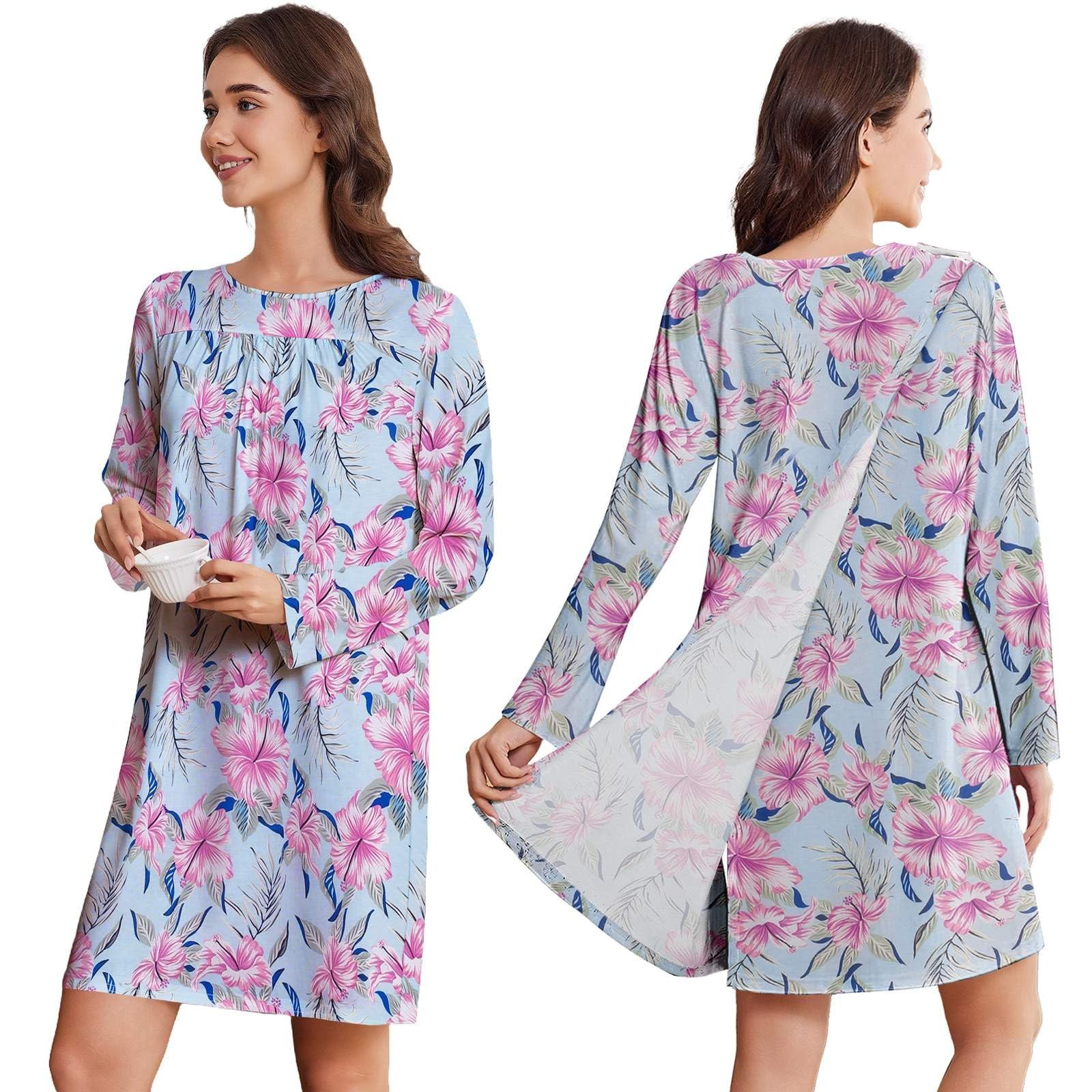 Deyeek Hospital Gowns for Elderly Women Adaptive nightgowns Fully Tear Away L…