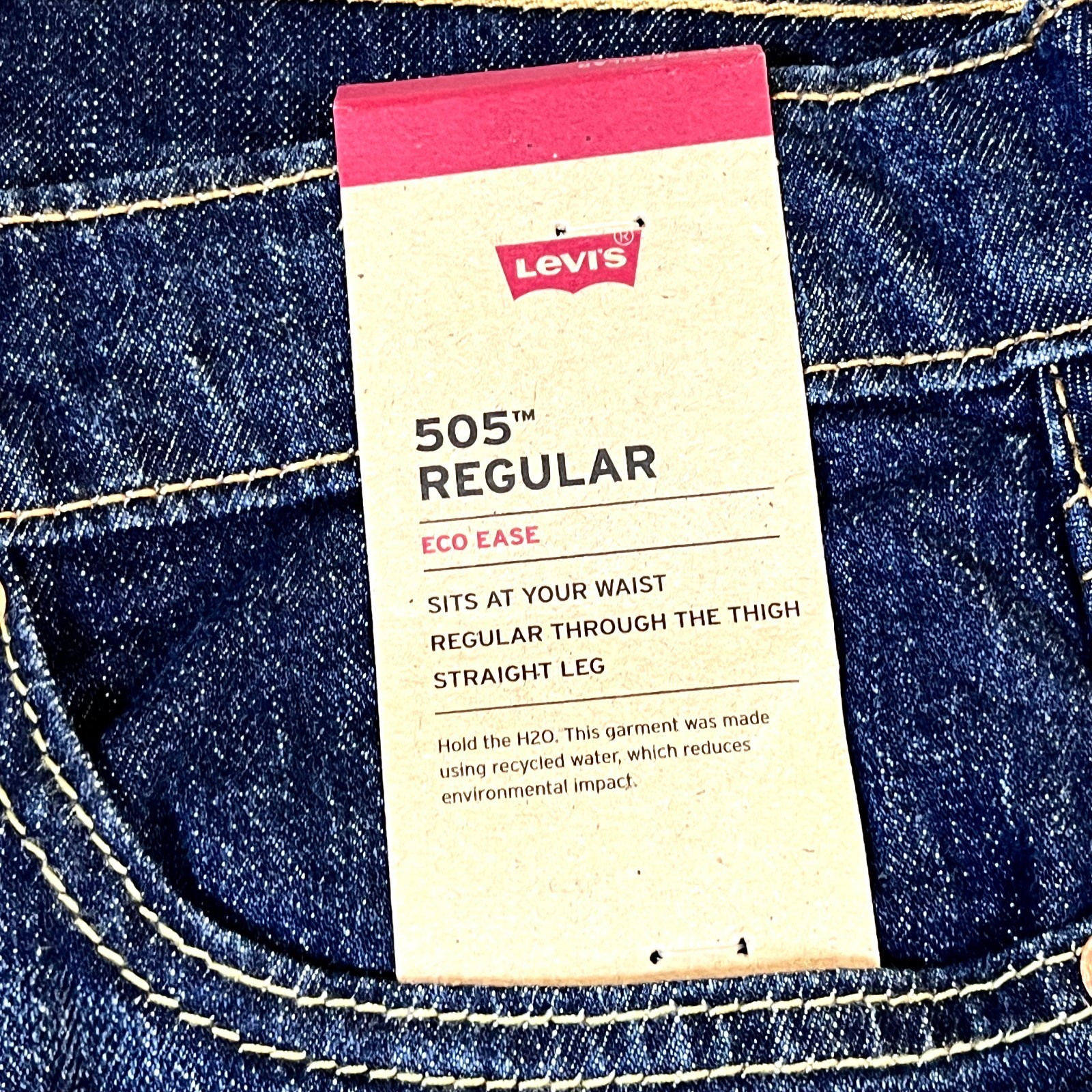 Levi’s Men’s Blue Denim 505 Regular Eco Ease Straight Fit Jeans 29×32