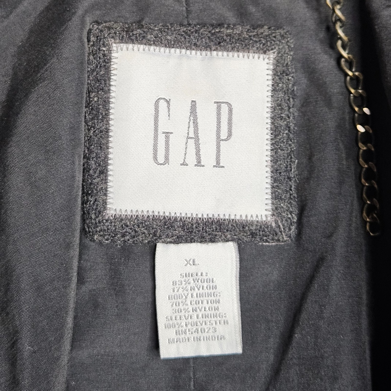 Gap Peacoat Mens XL Gray Wool Blend Button Up Pockets Single Vent Winter Classic