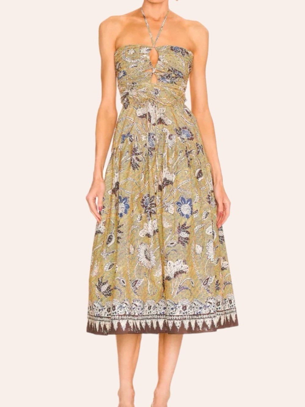 Ulla Johnson Spring/Summer 2022 Ella Halter Midi Dress Ruched Oleander Size 6