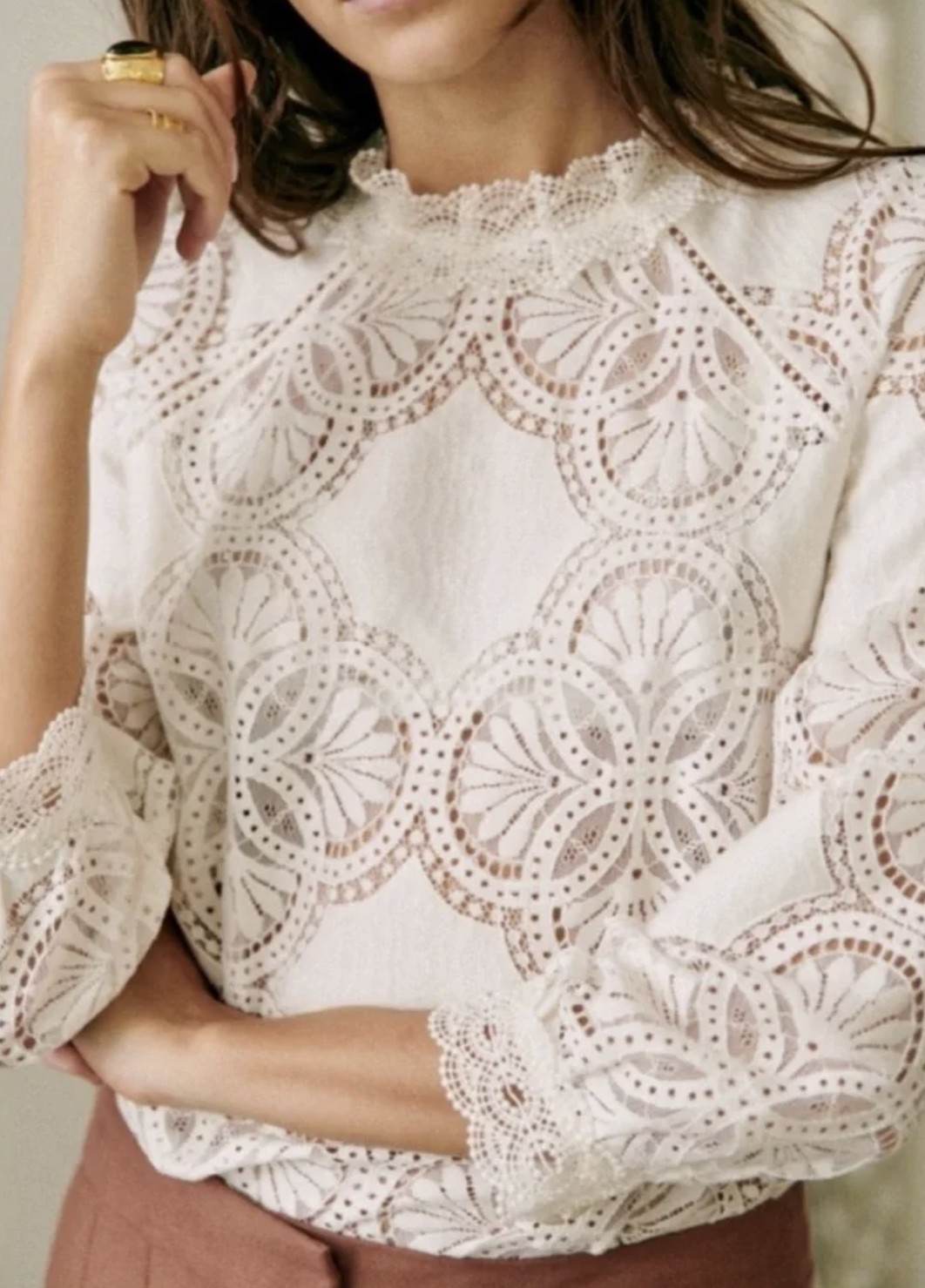 Sezane Bianca Blouse Écru. – Size 42 – NEVER WORN