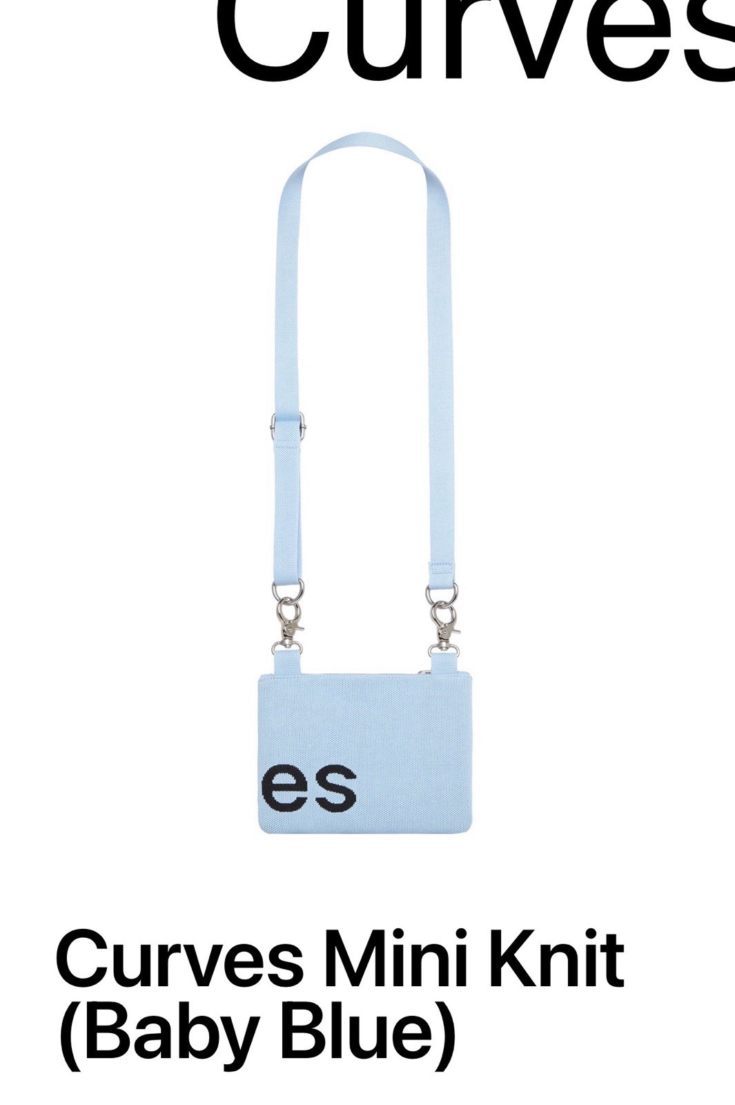 Curves Mini Knit (Baby Blue) Zipped mini bag with adjustable strap by Sean Brown