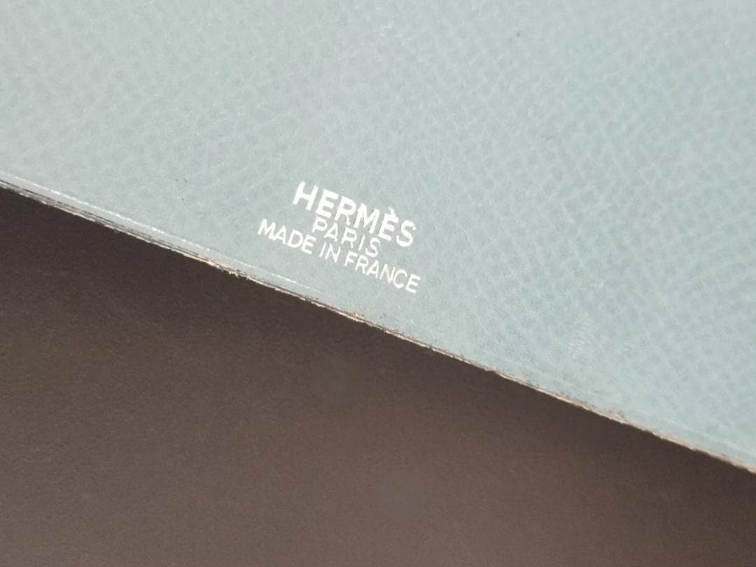 Hermes Leather Card Case Blue Jean 12.8×8.3cm