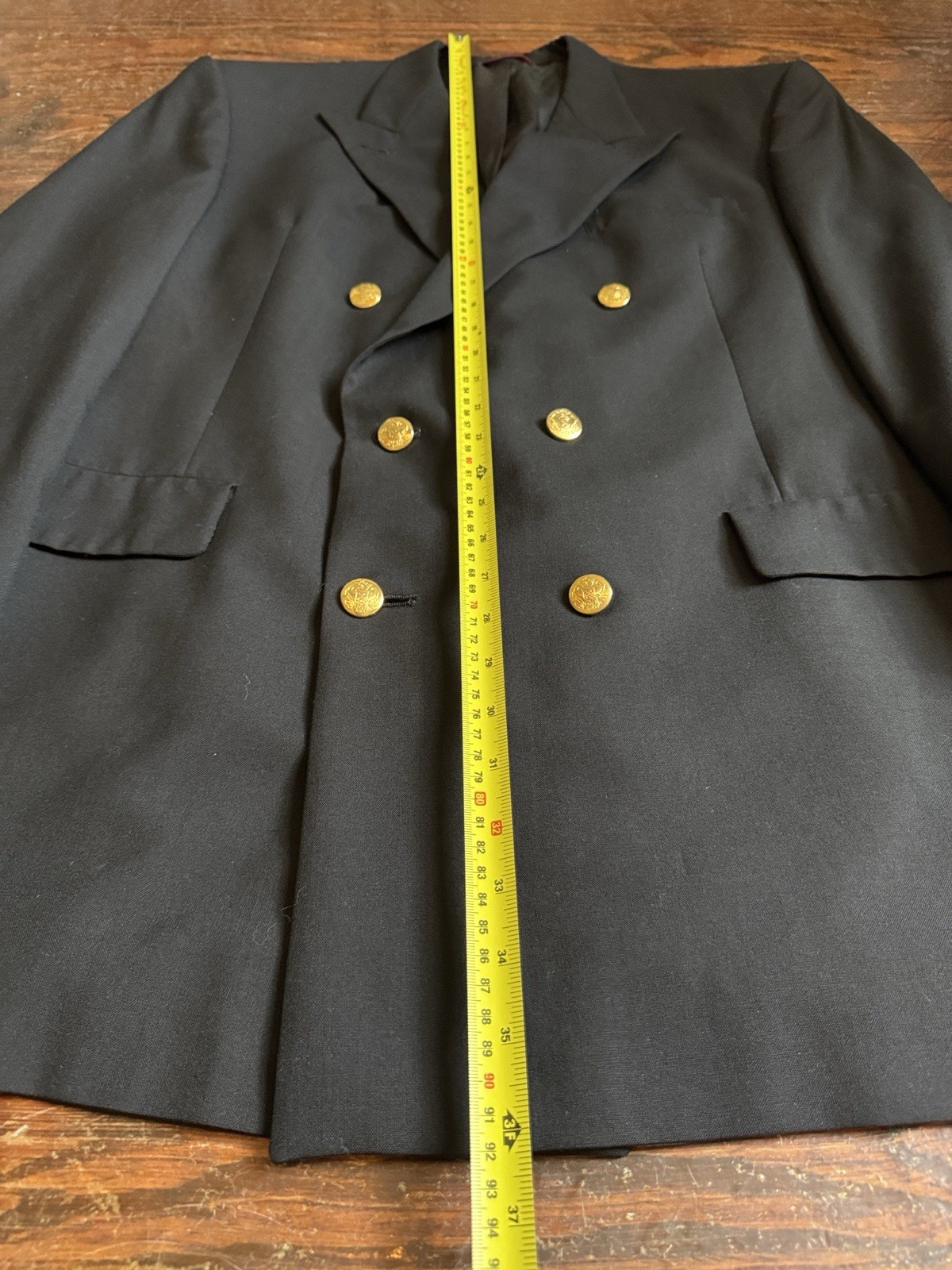 Vintage Hart Schaffner Marx Black Double-Breasted Blazer with Gold Buttons 46L