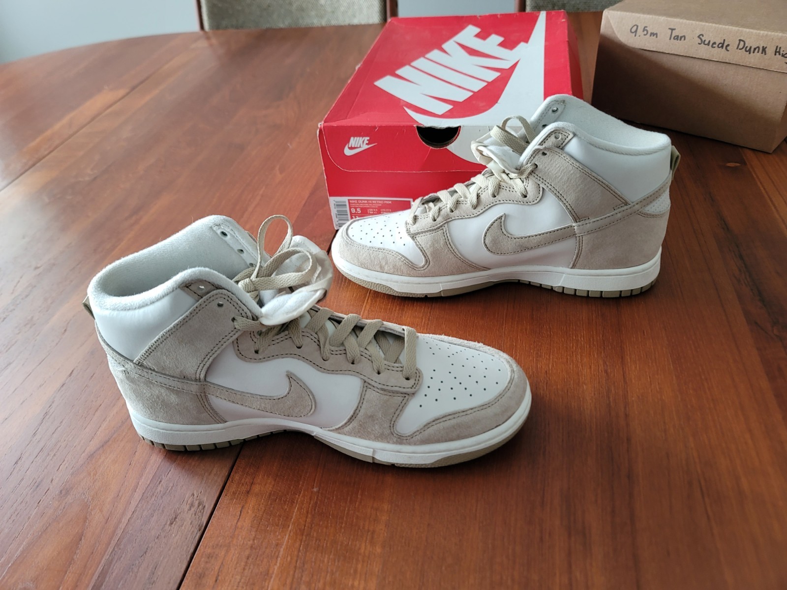 Size 9.5 – Nike Dunk High Sand Tan Suede Phantom / Limestone White DQ7679 001
