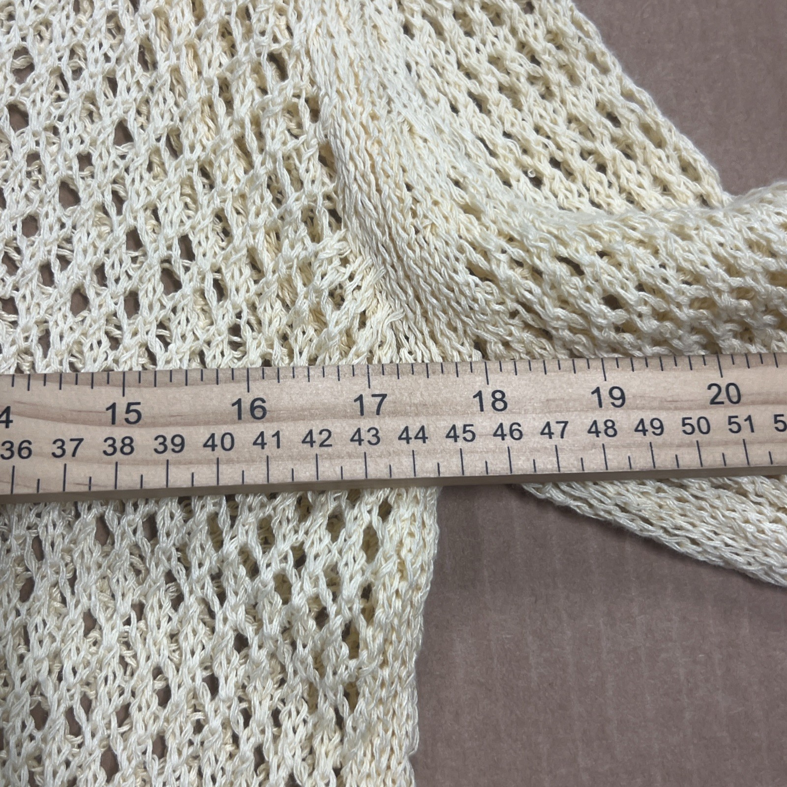 Avalin Yellow Open Weave Mesh Sweater Linen Blend Button Back Boho Coastal L