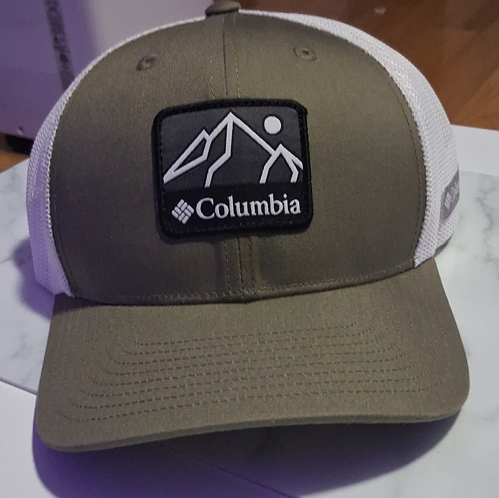 Columbia Mesh Back Breathable Trucker Hat Cap, Green/White, One Size snapback
