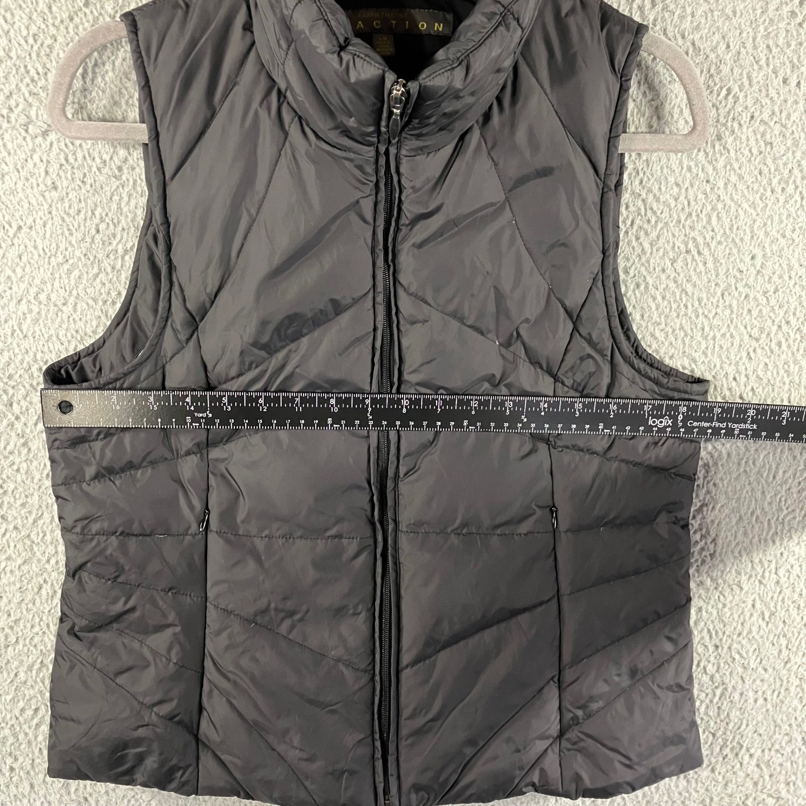 Kenneth Cole Reaction Puffer Vest Women Large Down Feather Quilted Zip Front