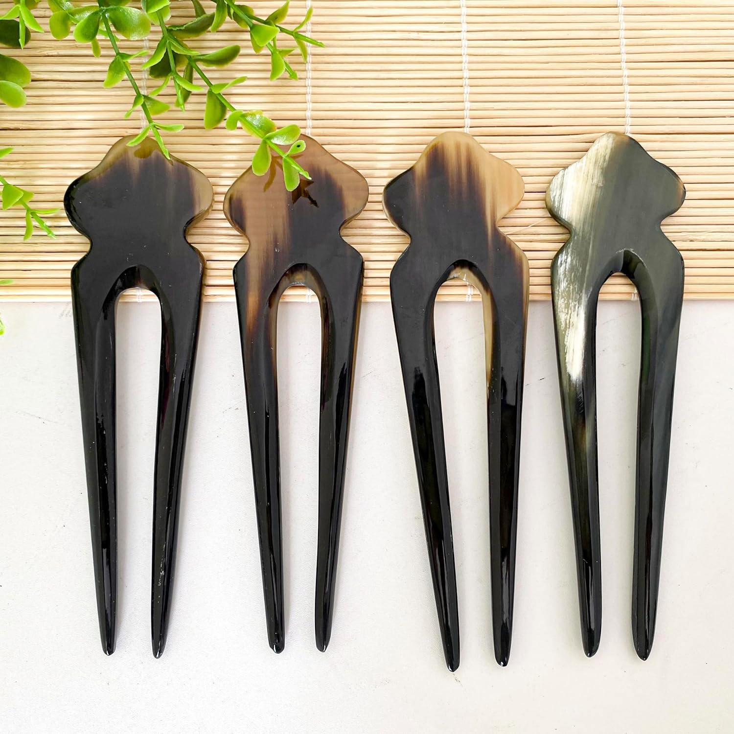 Hair Sticks for Long Hair, Natural Buffalo Horn Hair Smoothing Stick, Hair Stick
