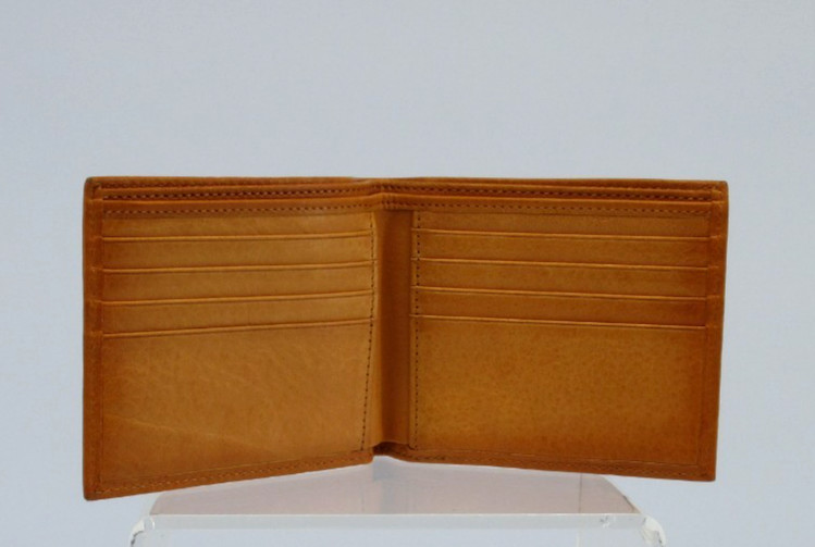Wallet Mens Smooth Leather Bifold Leather Lining NEW TAN